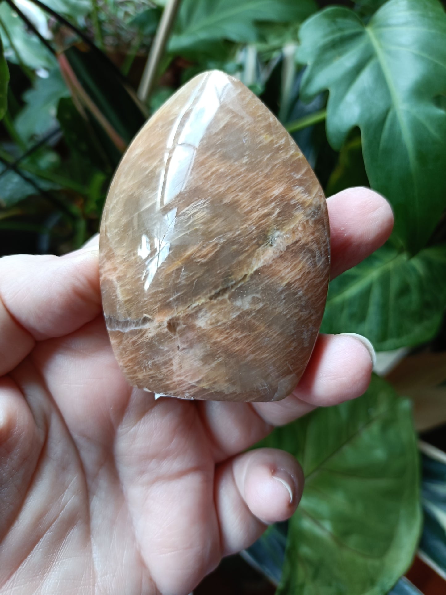 Peach Moonstone & Smokey Quartz Teardrop Carvings - 161g