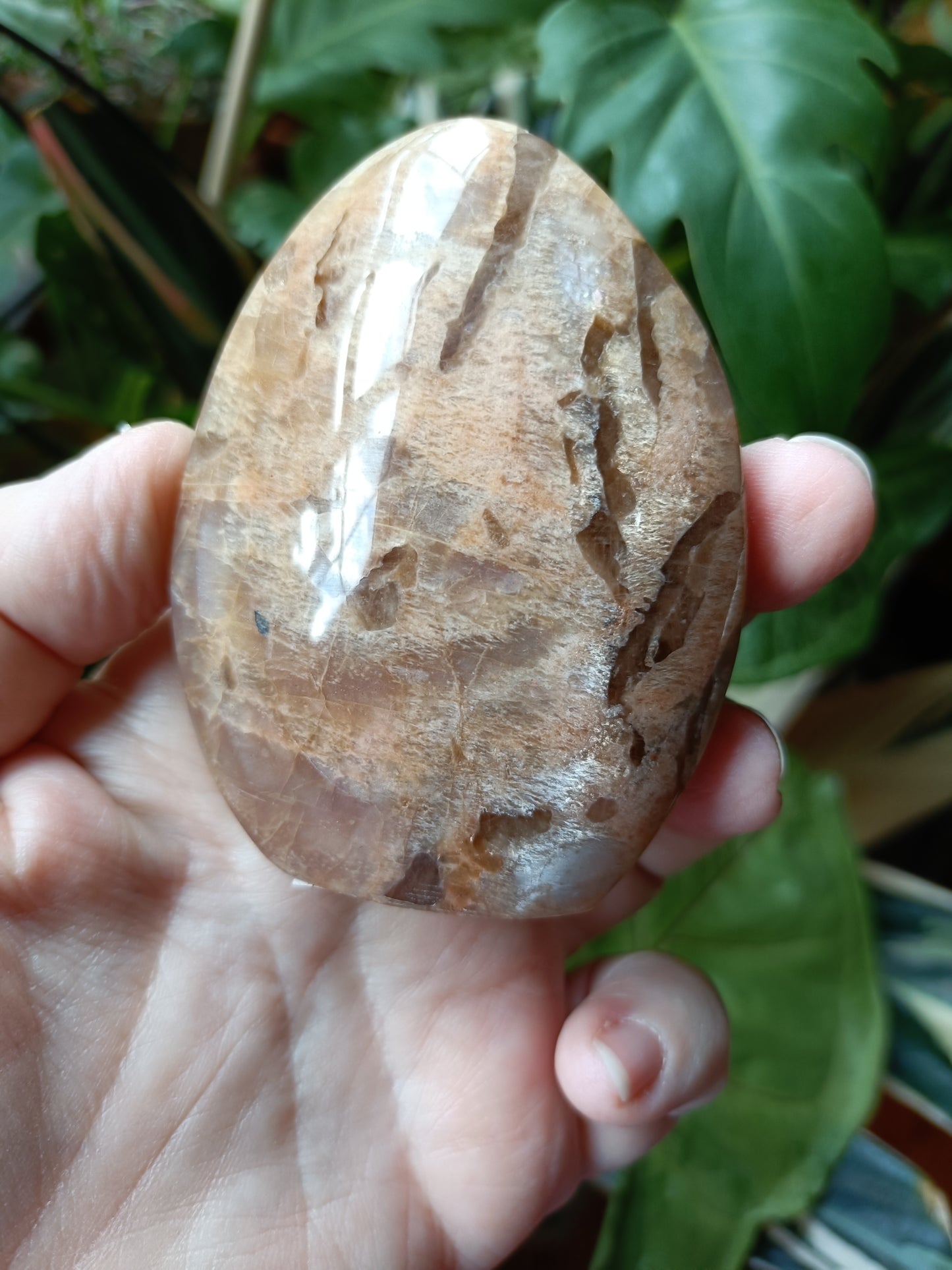 Peach Moonstone & Smokey Quartz Teardrop Carvings - 189g
