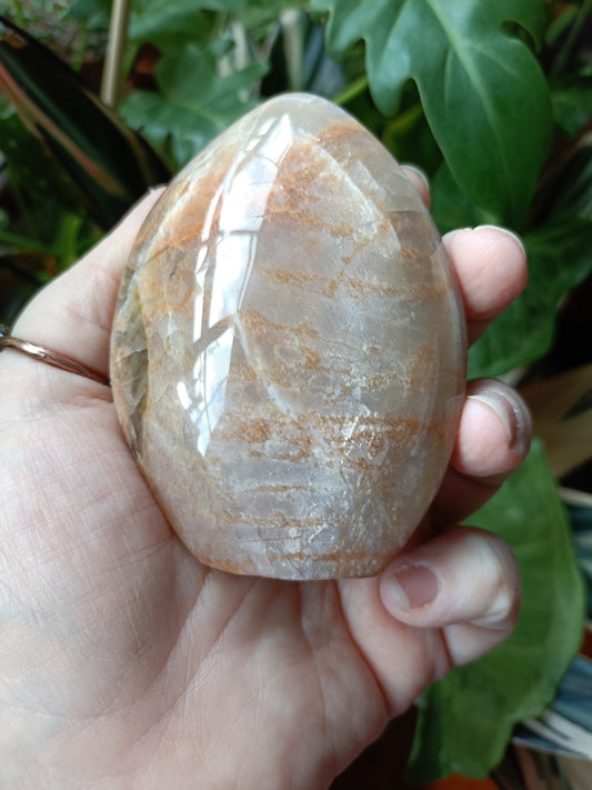 Peach Moonstone & Smokey Quartz Teardrop Carvings - 244g