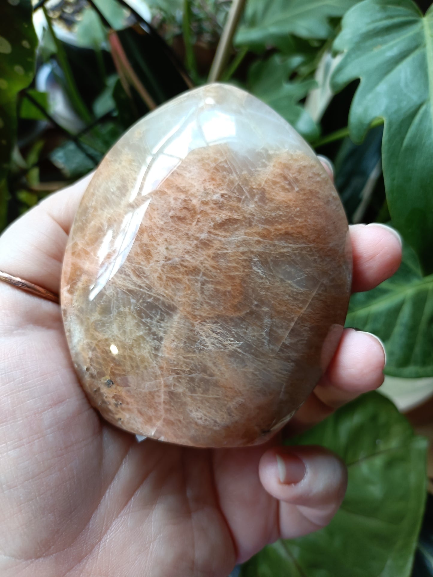 Peach Moonstone & Smokey Quartz Teardrop Carvings - 322g