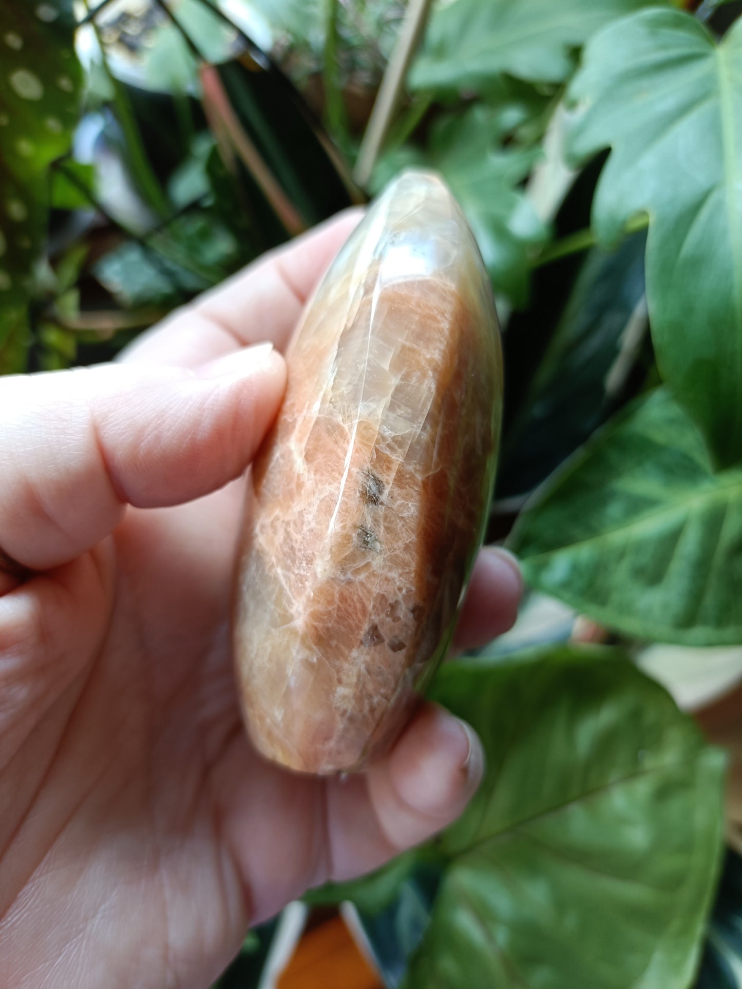 Peach Moonstone & Smokey Quartz Teardrop Carvings - 322g