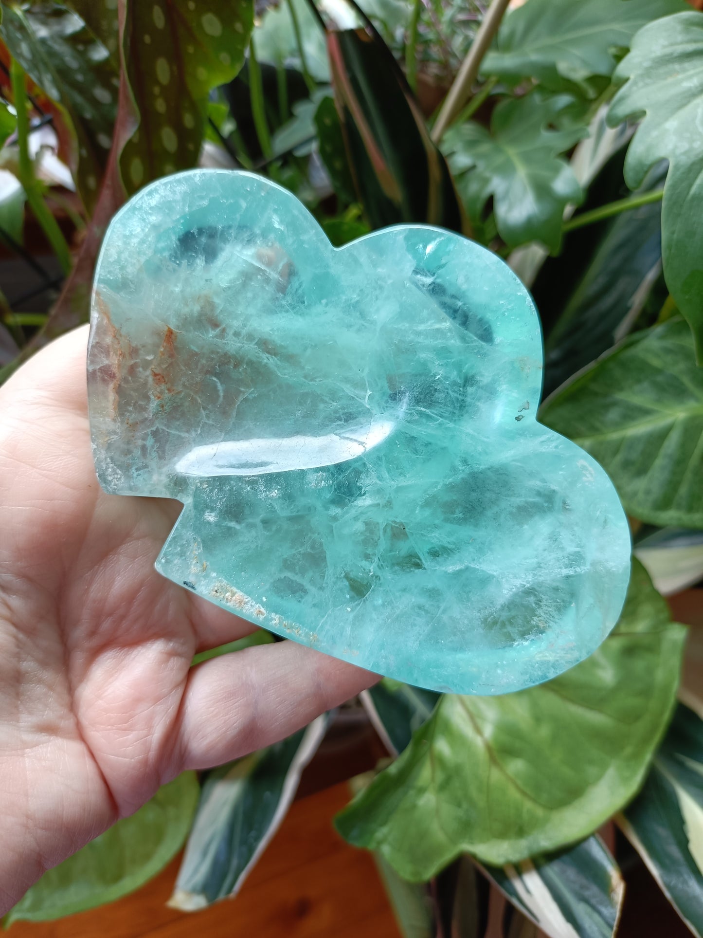 Green Fluorite Heart Trinket Dish - 358g