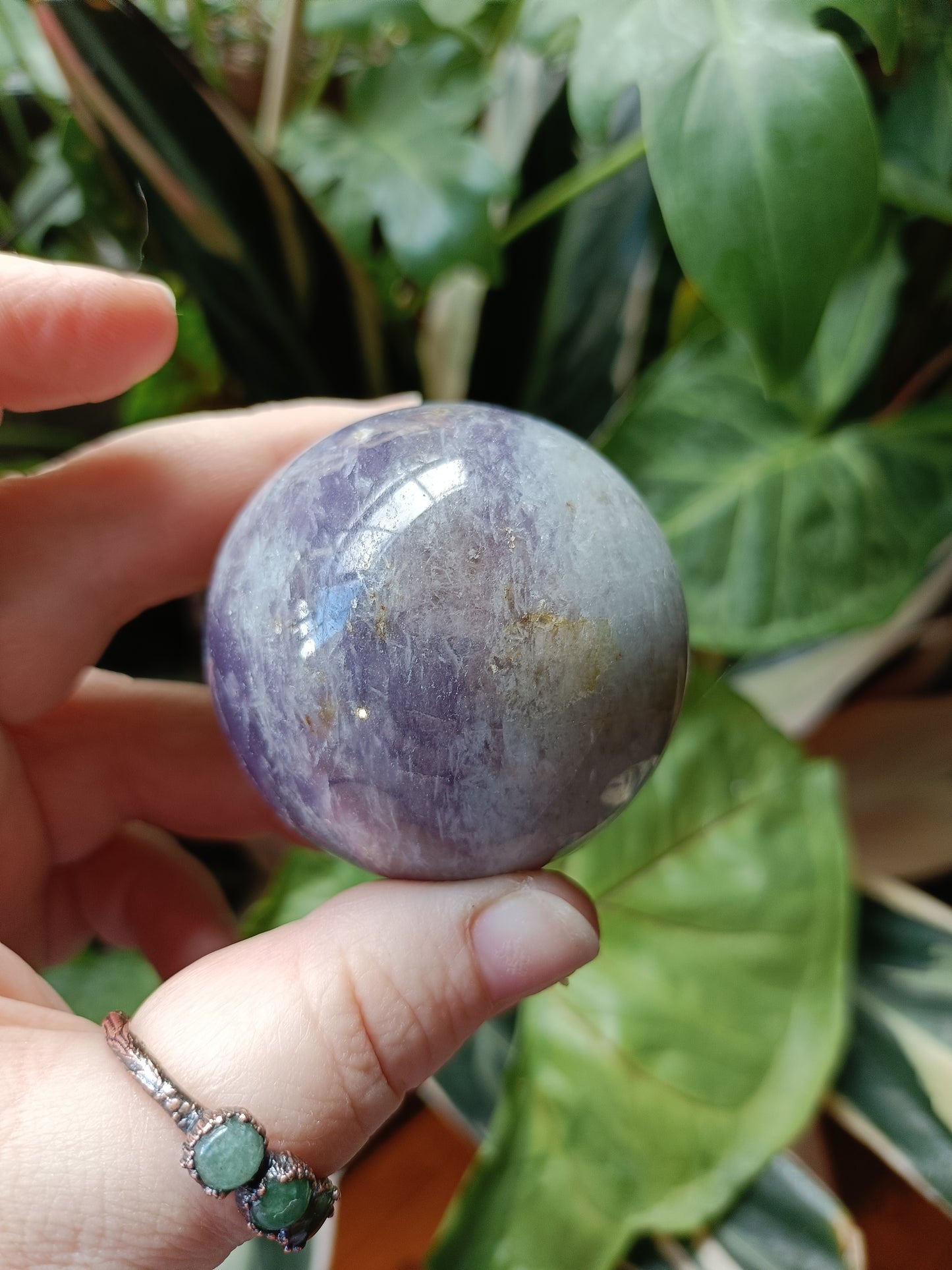 'Unicorn Stone' Pink Tourmaline & Lepidolite in Smokey Quartz Sphere - 216g
