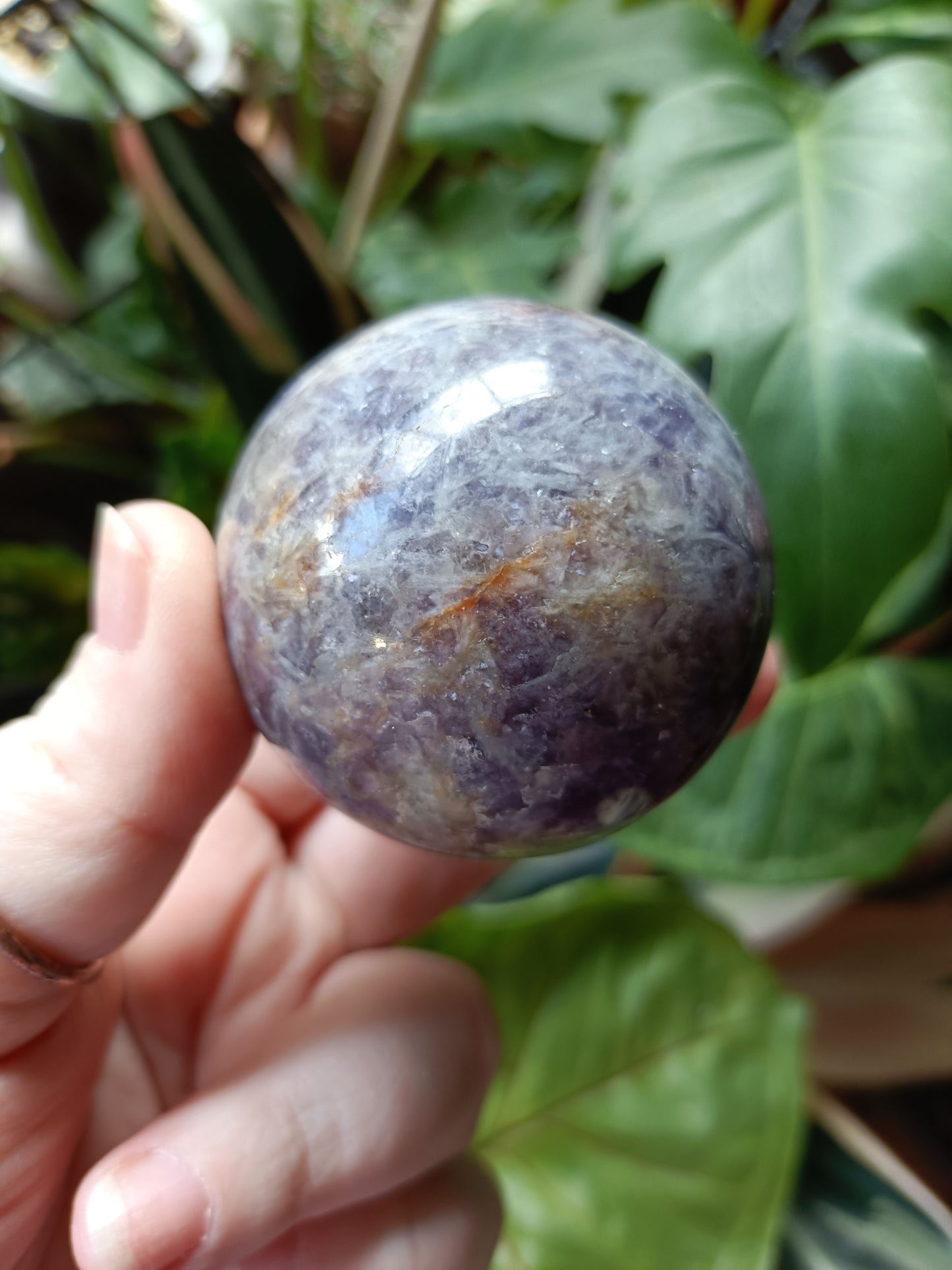'Unicorn Stone' Pink Tourmaline & Lepidolite in Smokey Quartz Sphere - 228g