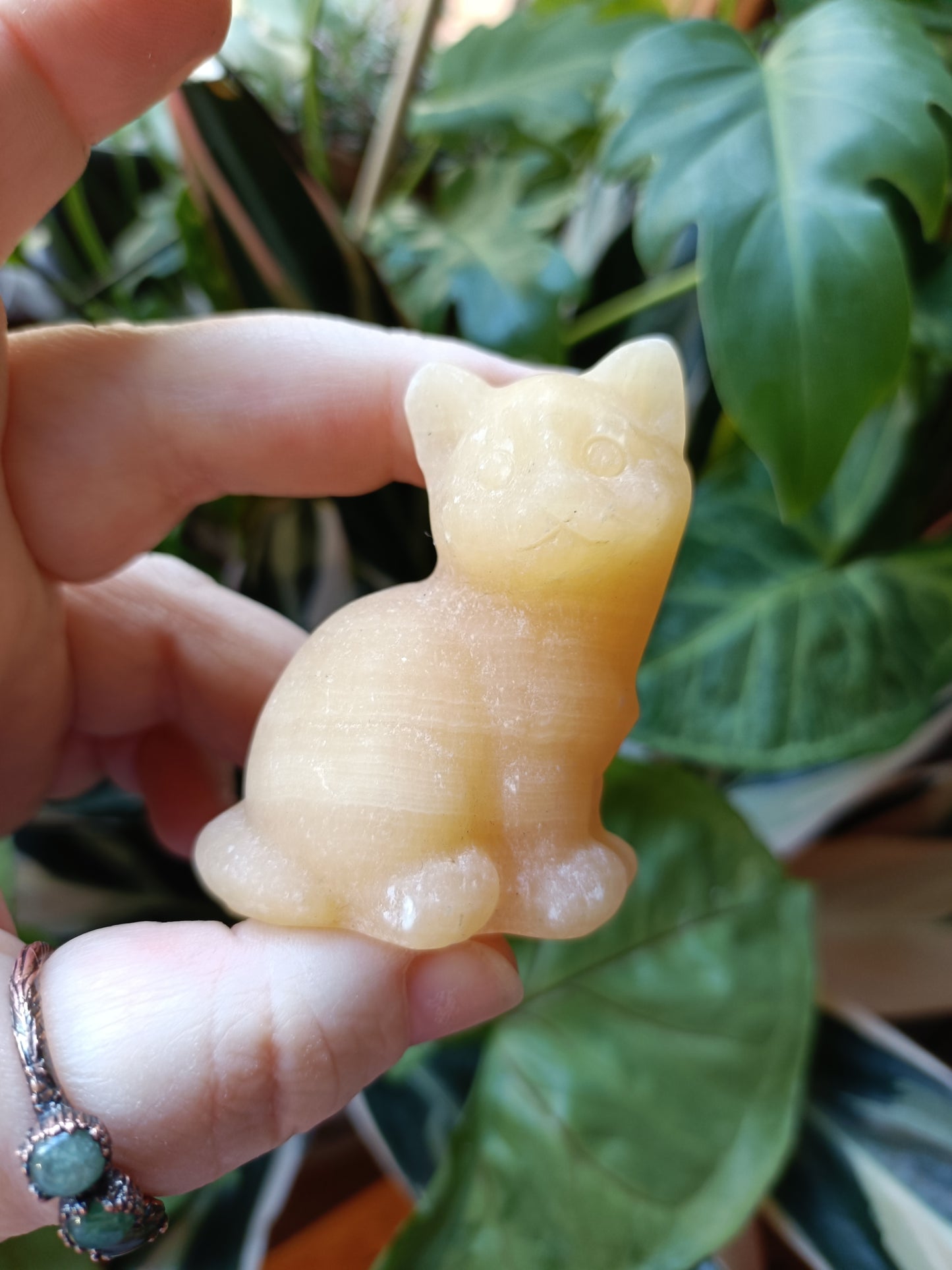 Orange Calcite Sitting Cat - 115g