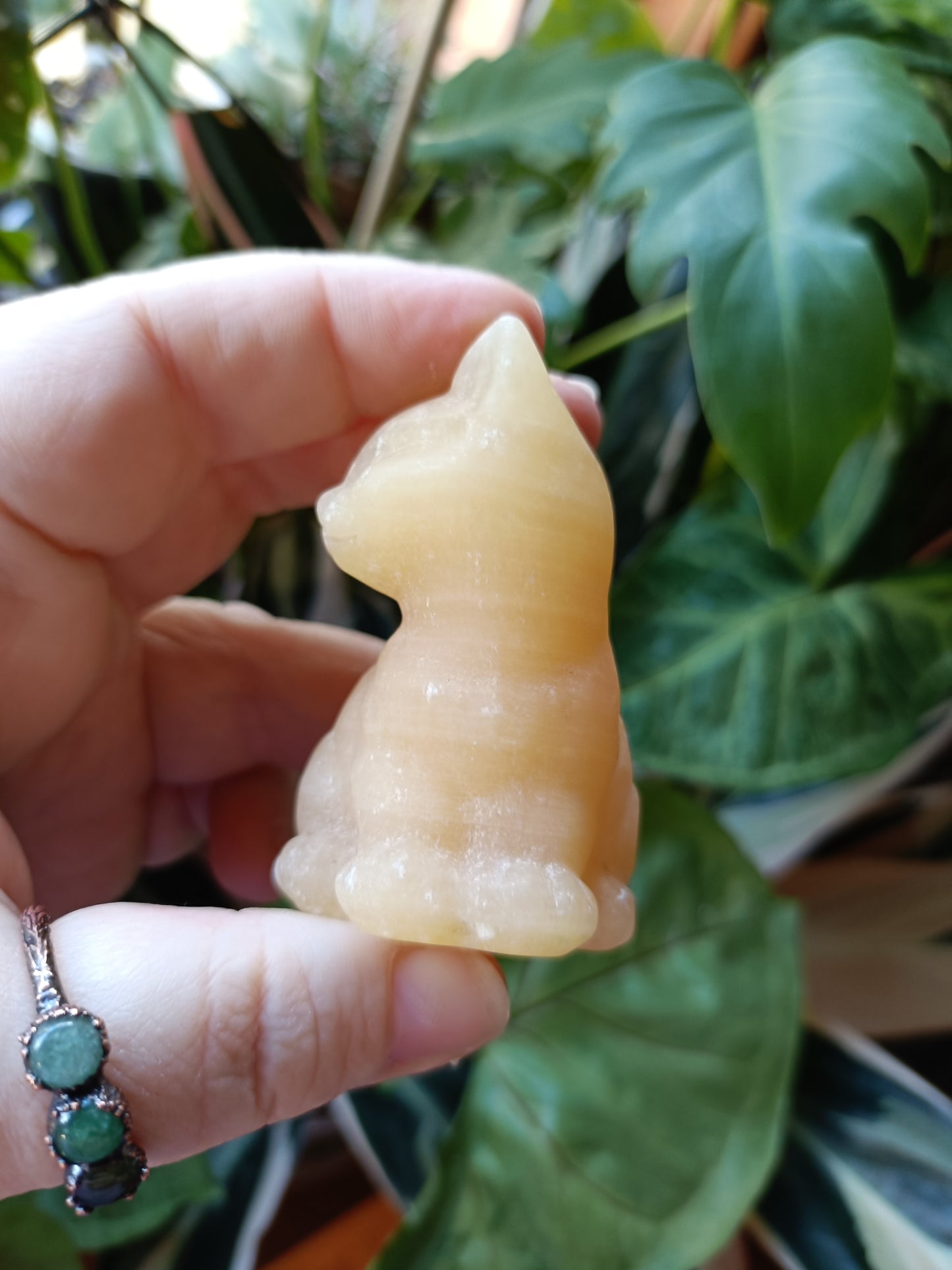 Orange Calcite Sitting Cat - 115g