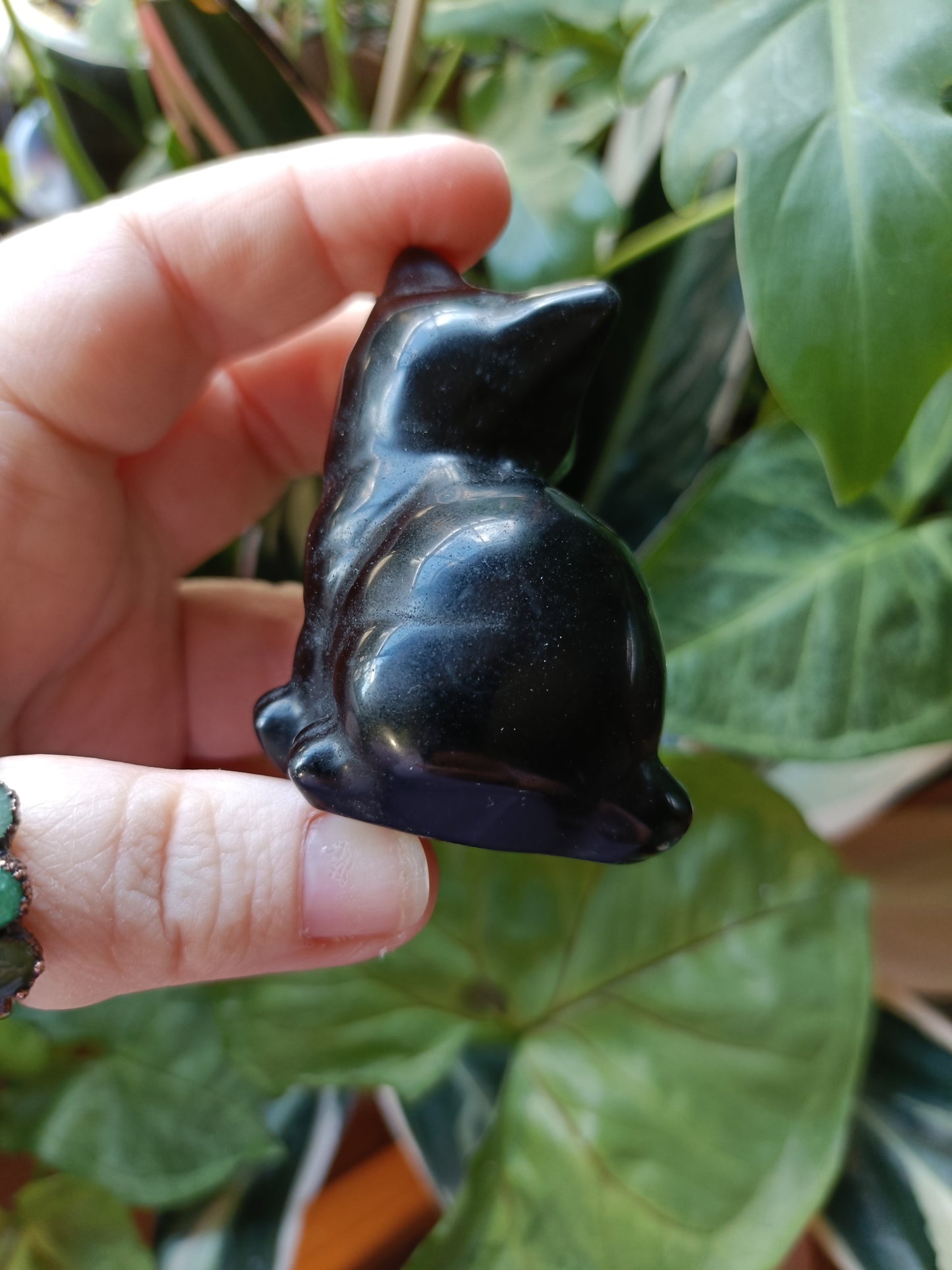 Black Obsidian Sitting Cat - 100g