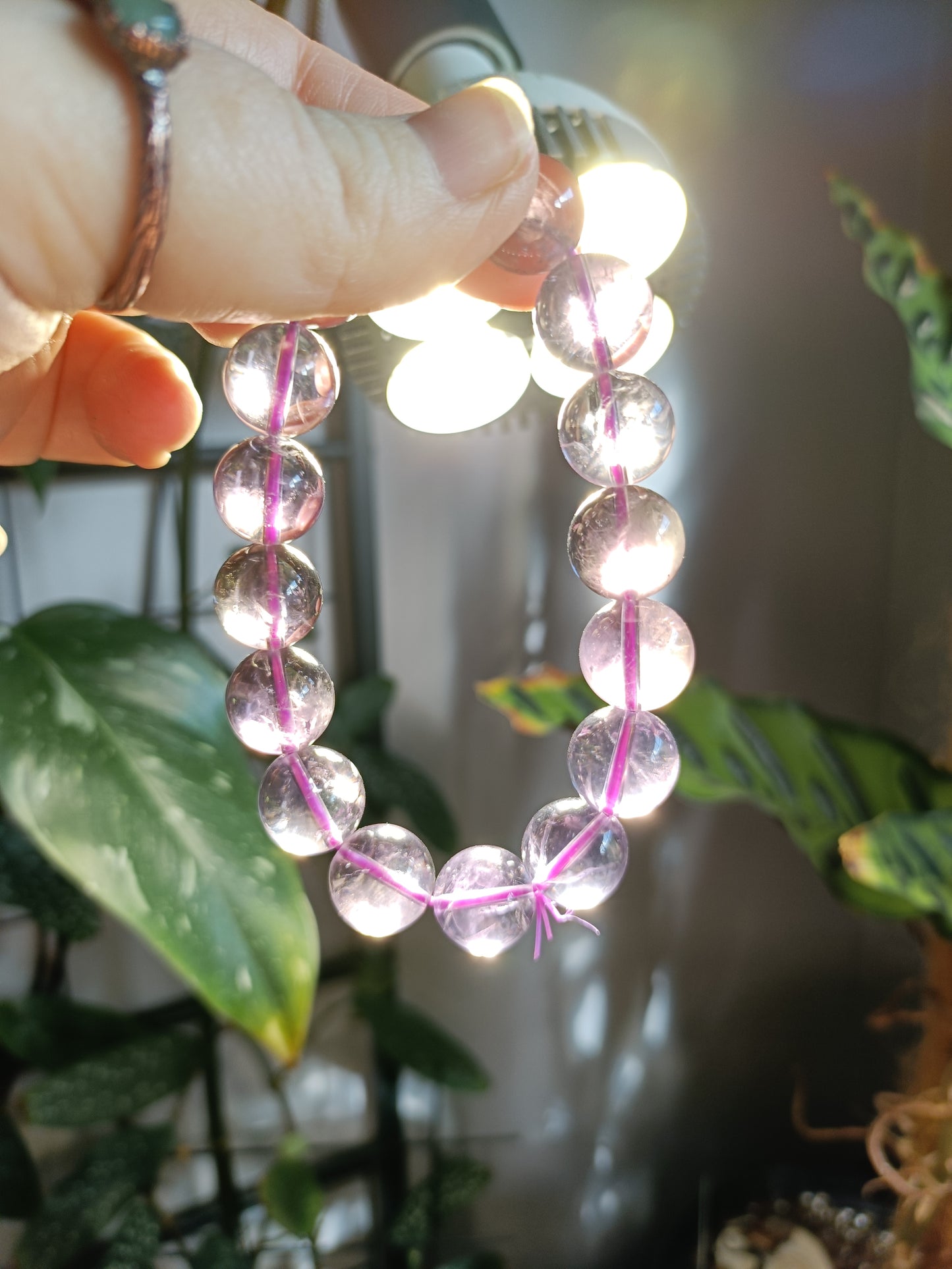 *High Quality* Amethyst Round Beaded Stretch Bracelet - 13mm