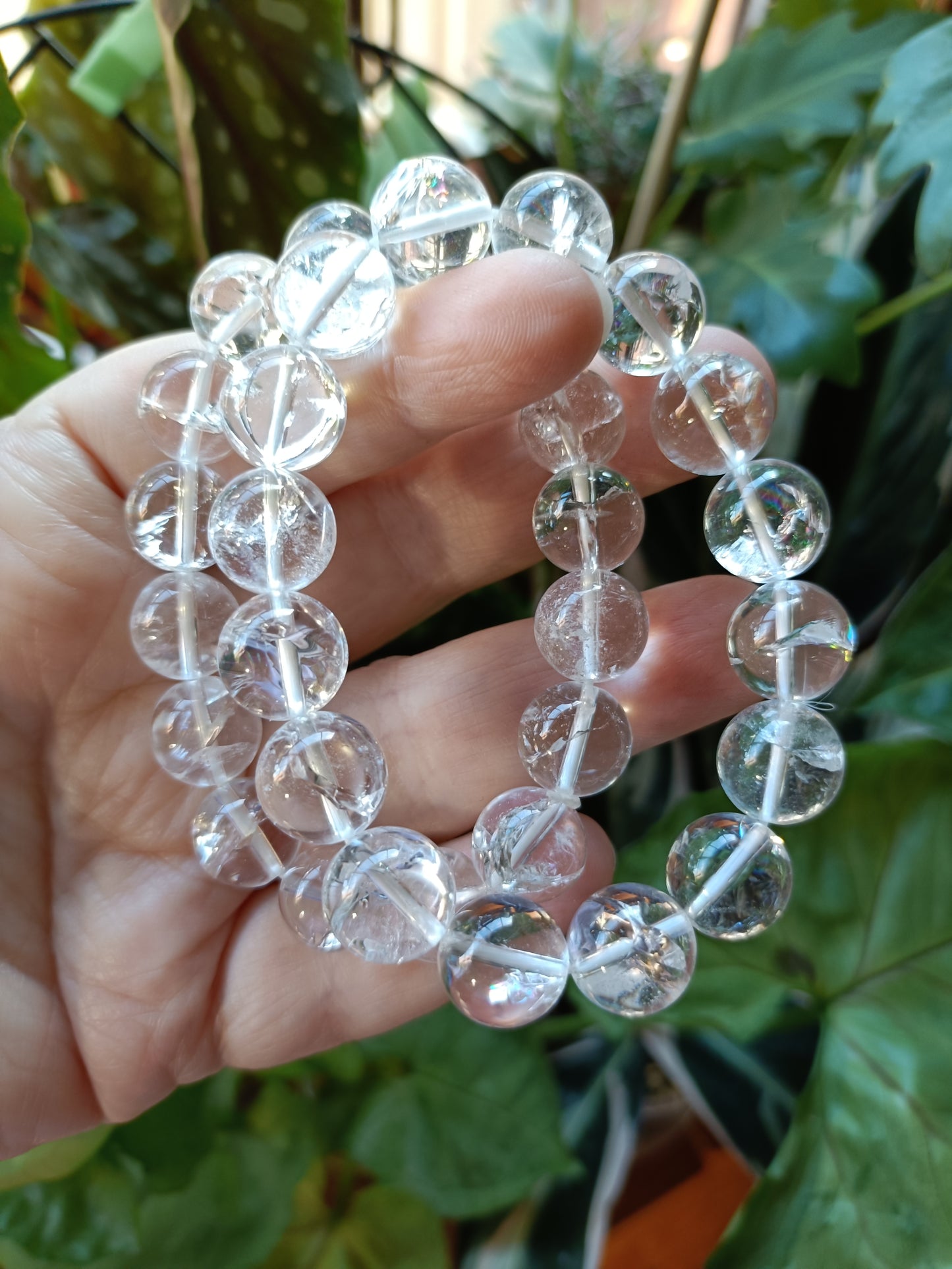 *High Quality* Clear Quartz Round Beaded Stretch Bracelet - 12mm