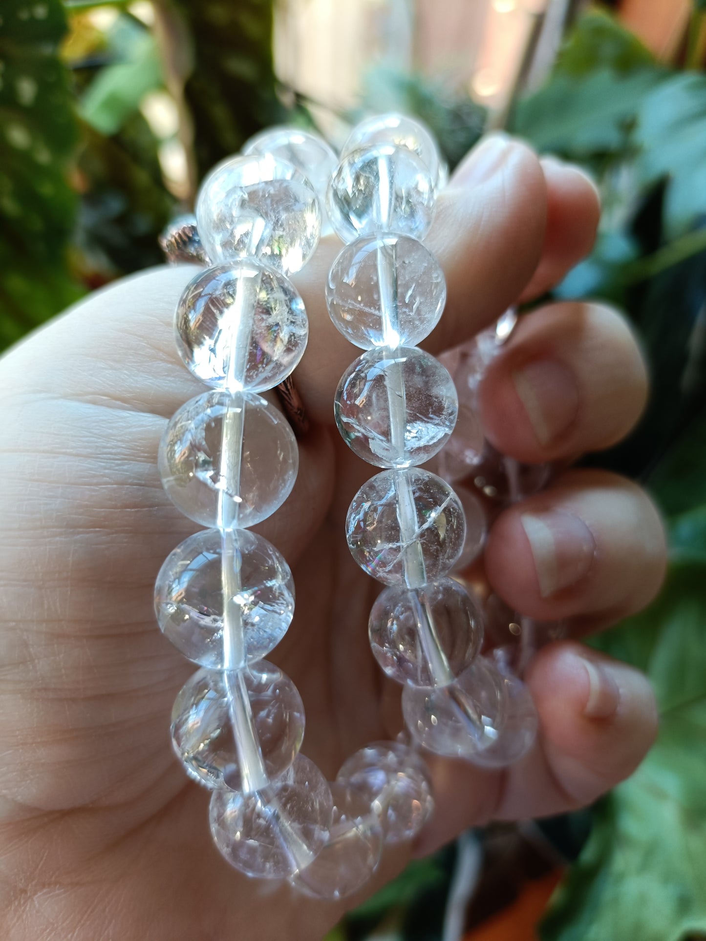 *High Quality* Clear Quartz Round Beaded Stretch Bracelet - 12mm
