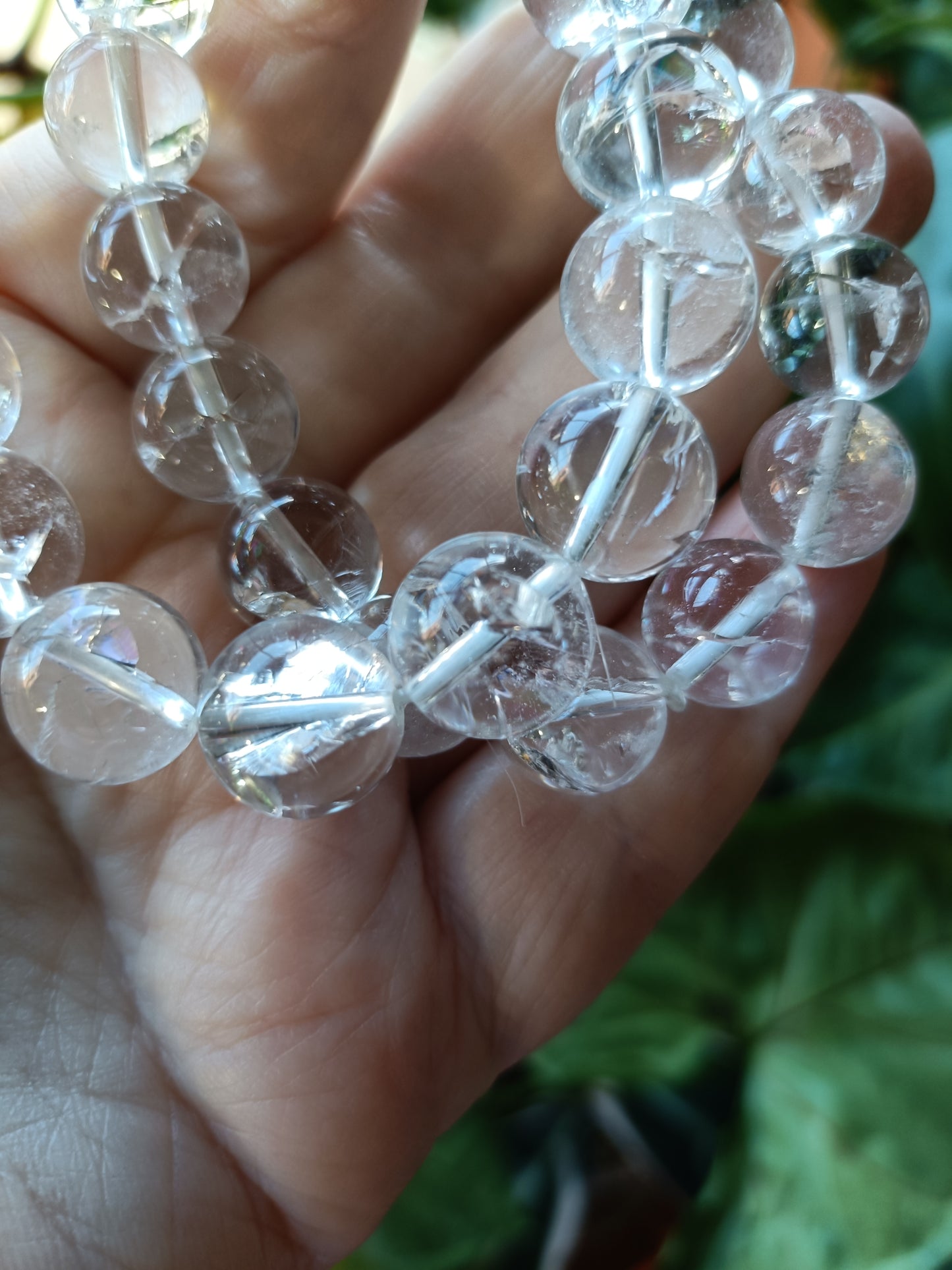 *High Quality* Clear Quartz Round Beaded Stretch Bracelet - 12mm