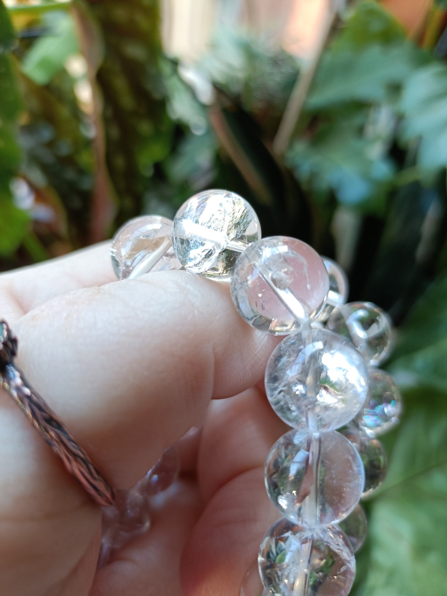 *High Quality* Clear Quartz Round Beaded Stretch Bracelet - 12mm