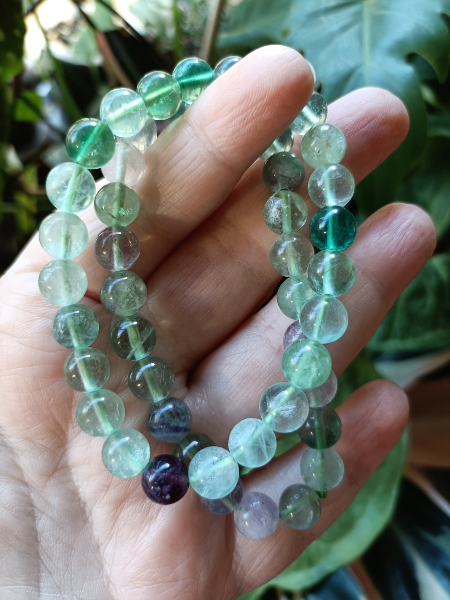 Rainbow Fluorite Round Beaded Stretch Bracelet - 8mm