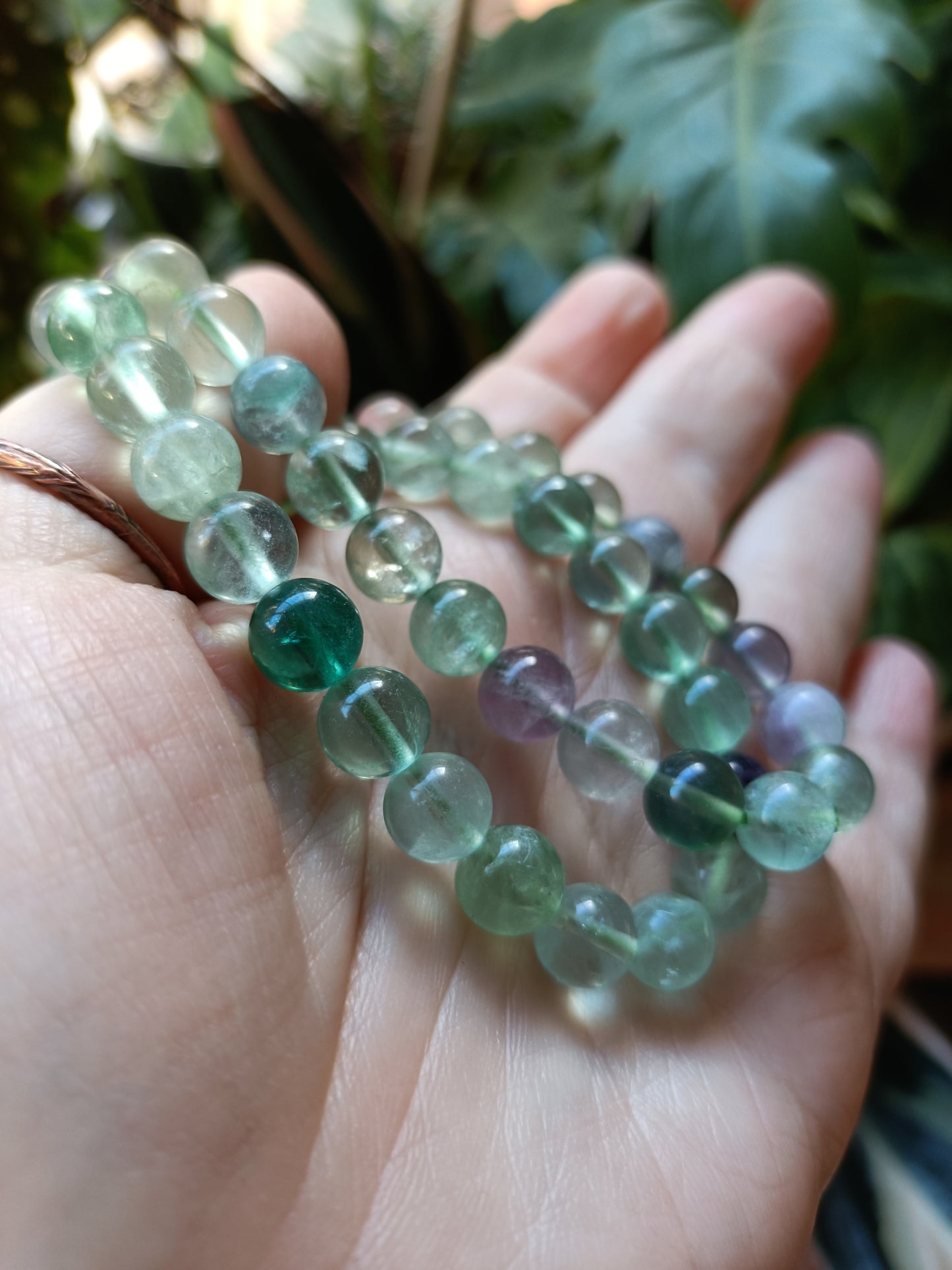 Rainbow Fluorite Round Beaded Stretch Bracelet - 8mm