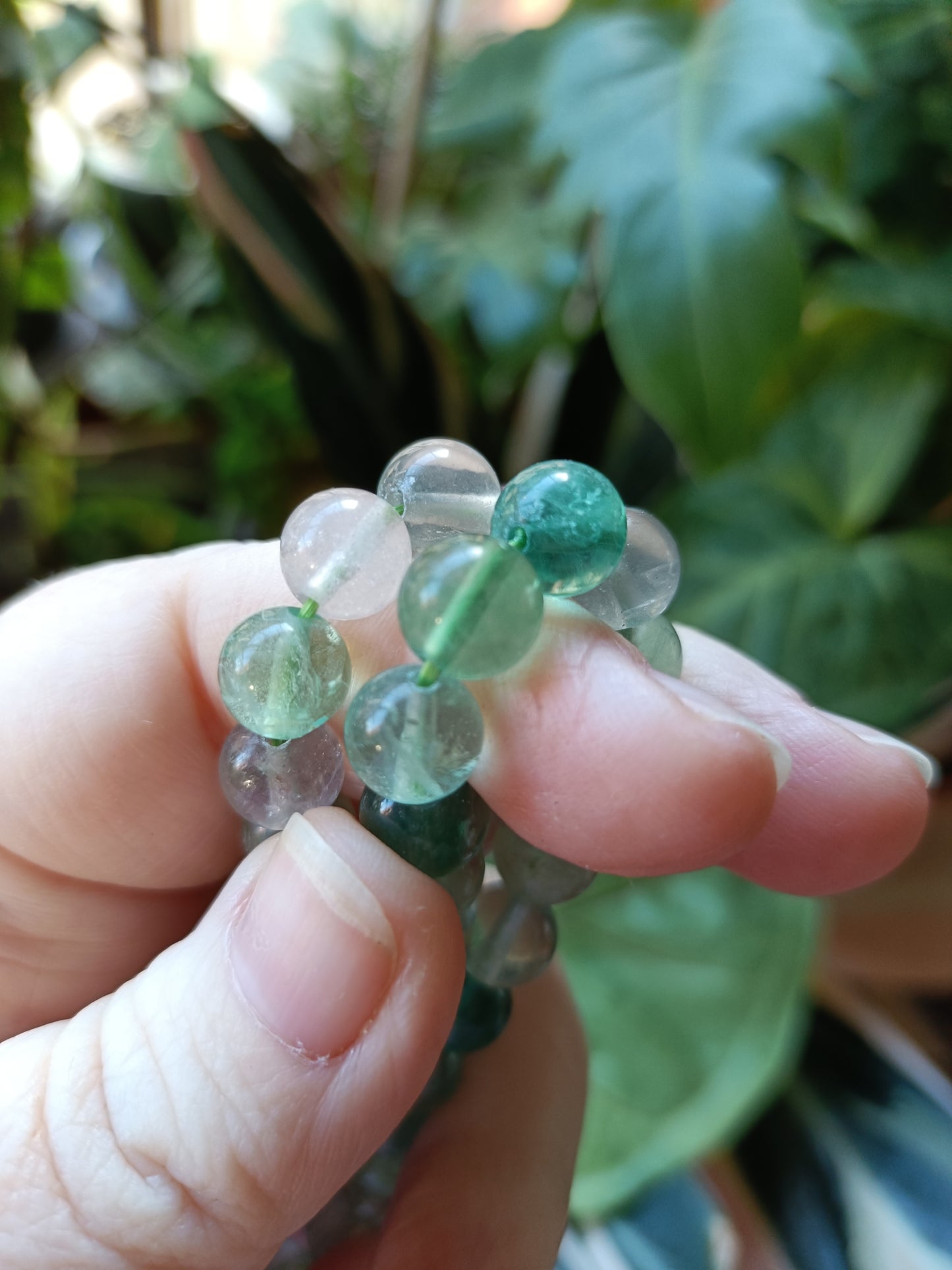 Rainbow Fluorite Round Beaded Stretch Bracelet - 8mm