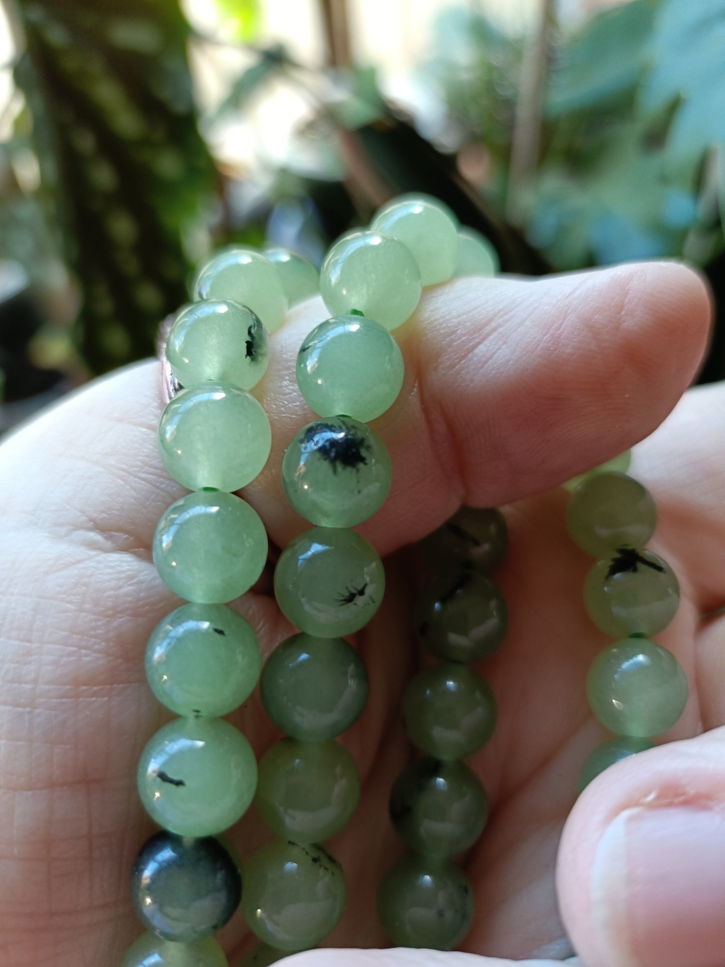 Prehnite & Epidote Round Beaded Stretch Bracelet - 8mm