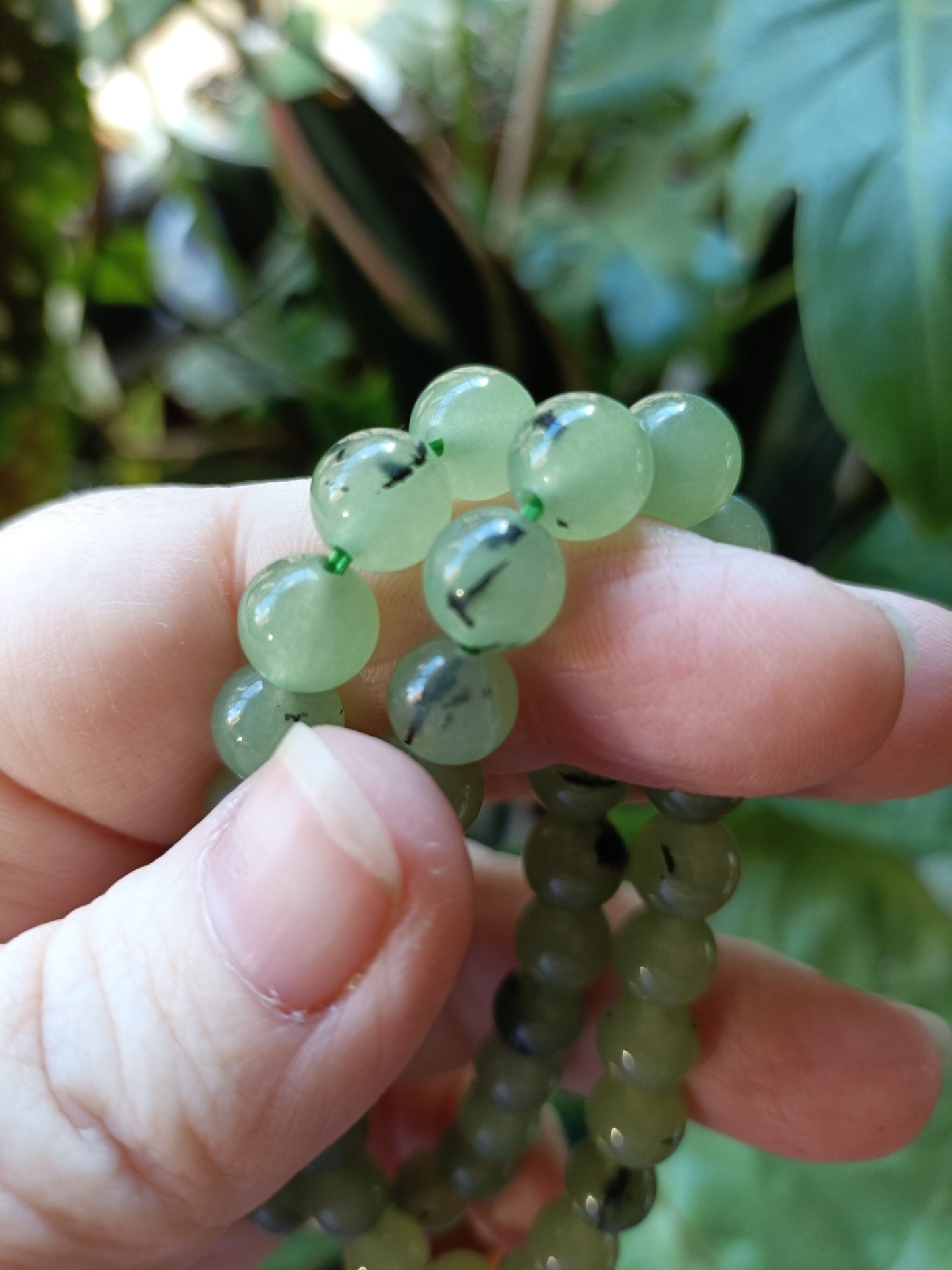 Prehnite & Epidote Round Beaded Stretch Bracelet - 8mm