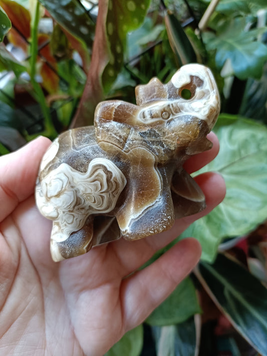 Amber Calcite Elephant - 199g