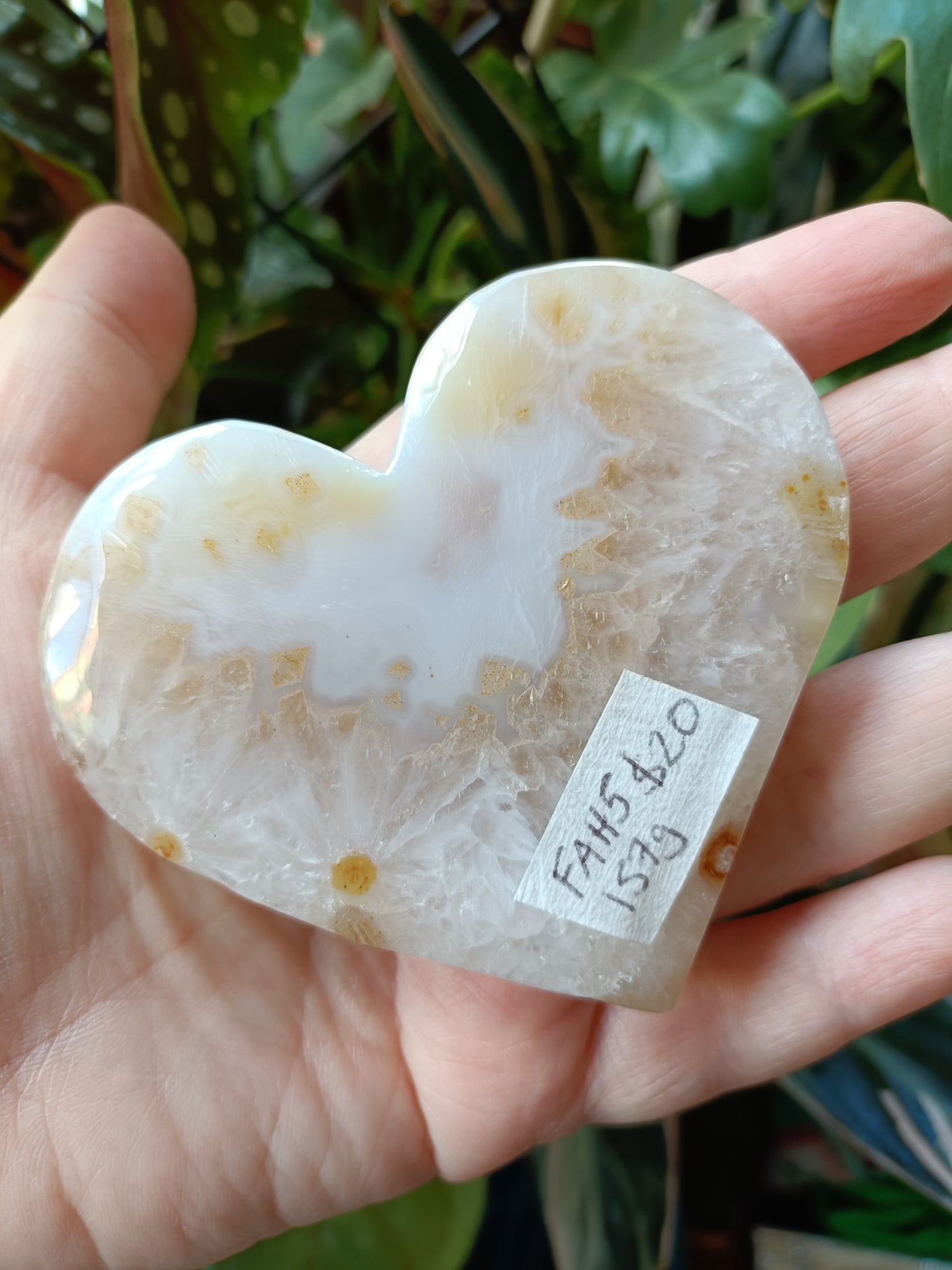 Pink Flower Agate Heart - 157g