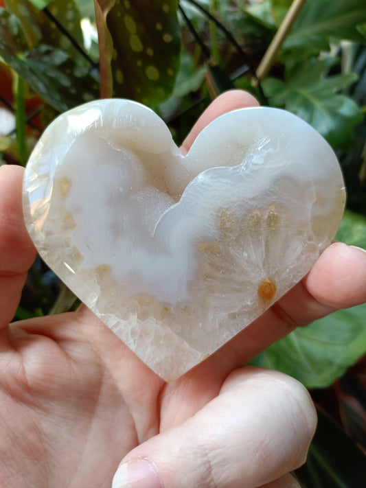 Pink Flower Agate Heart - 157g