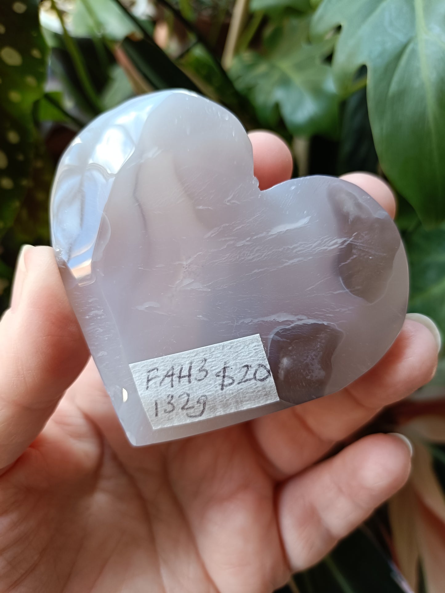 Pink Flower Agate Heart - 132g