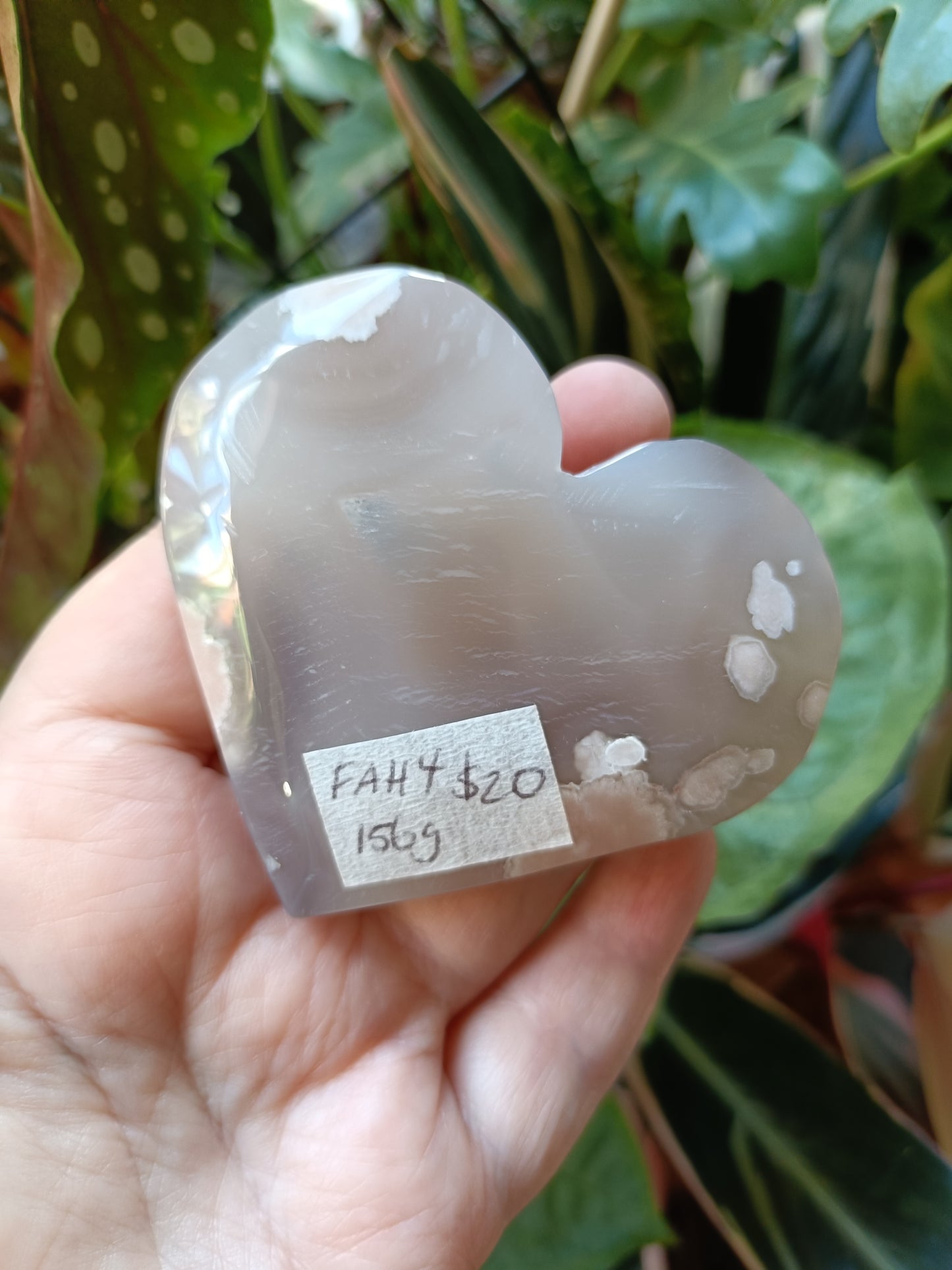 Pink Flower Agate Heart - 156g