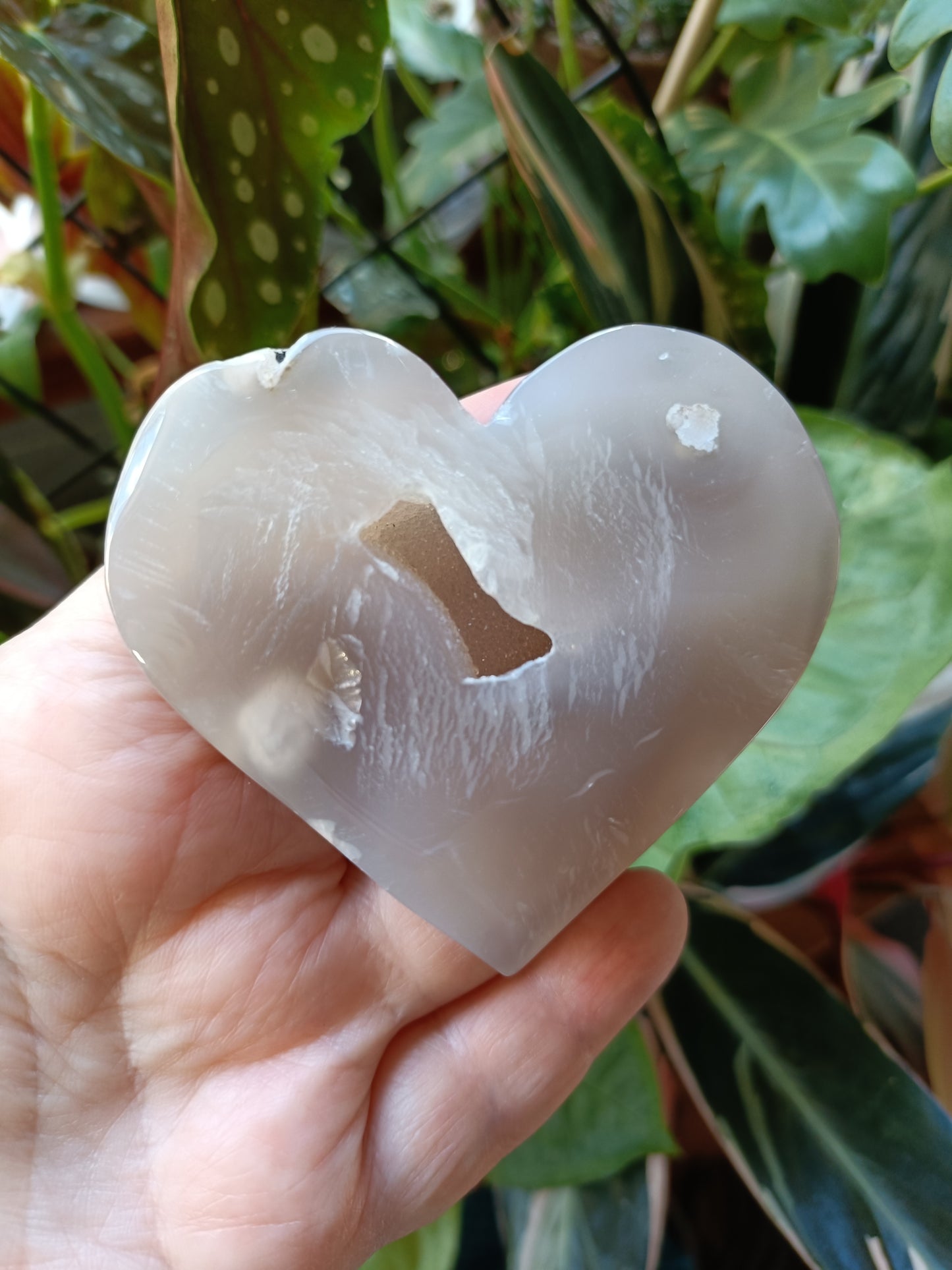 Pink Flower Agate Heart - 156g