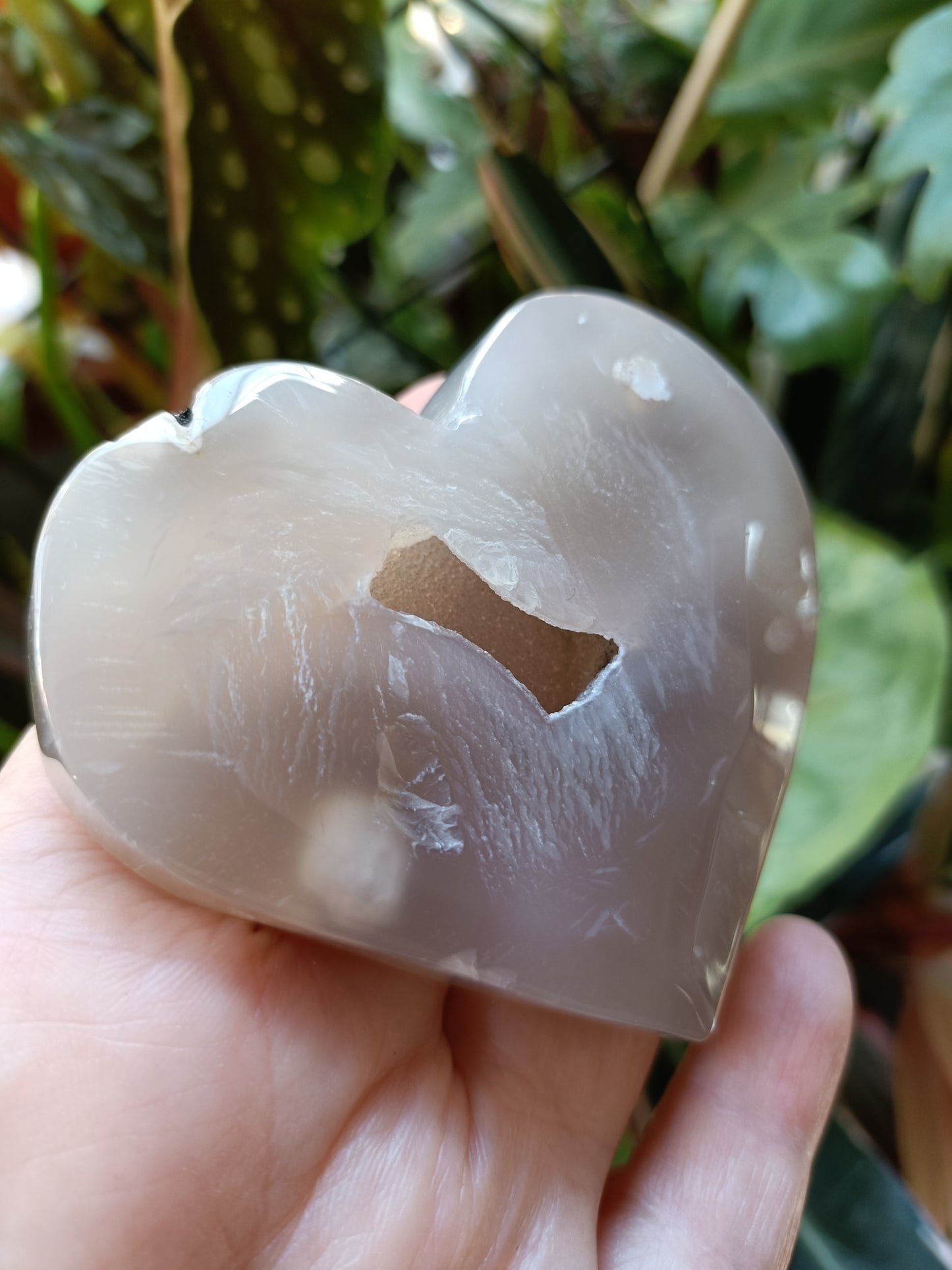 Pink Flower Agate Heart - 156g