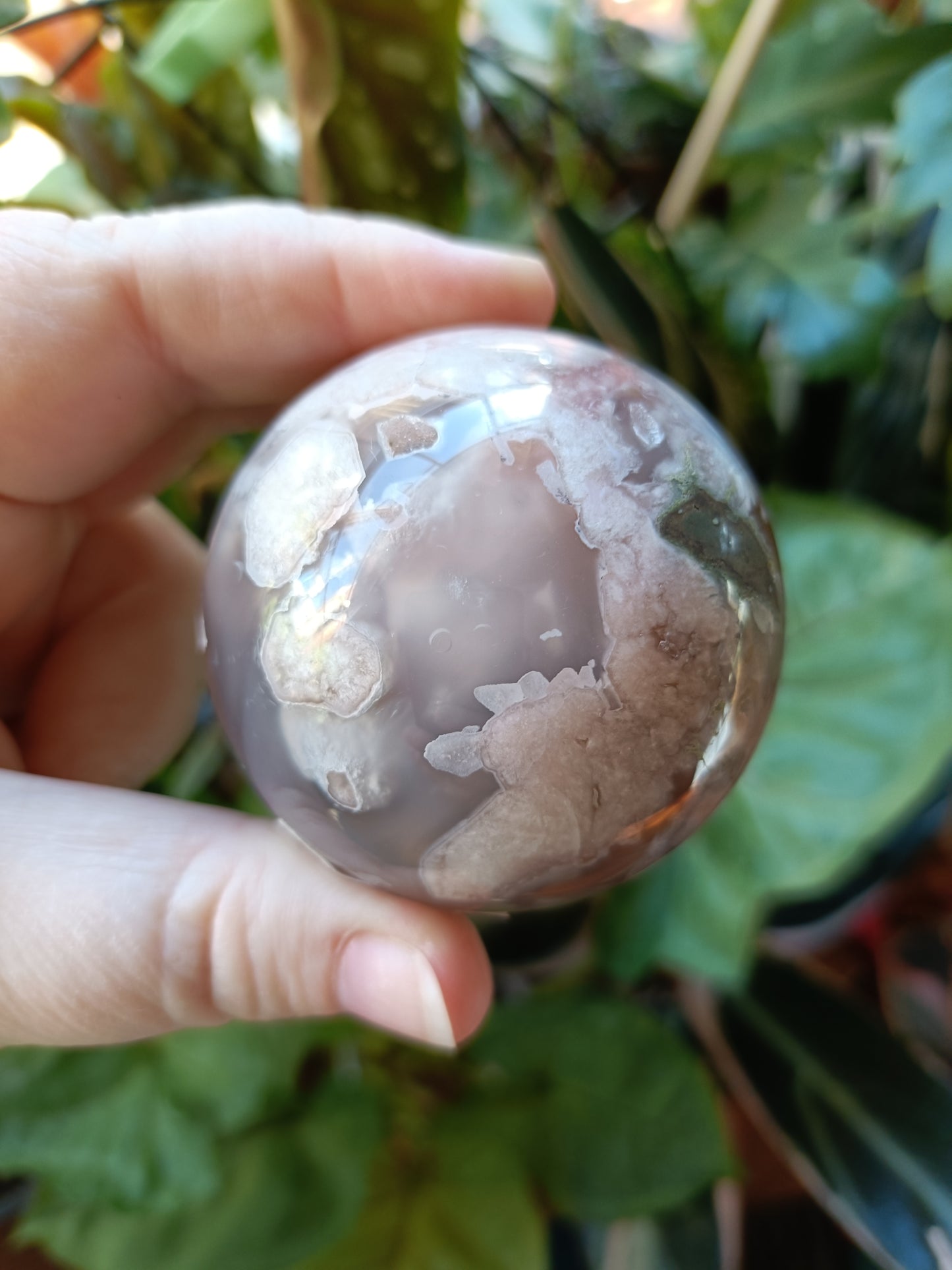 Pink Flower Agate Sphere - 254g