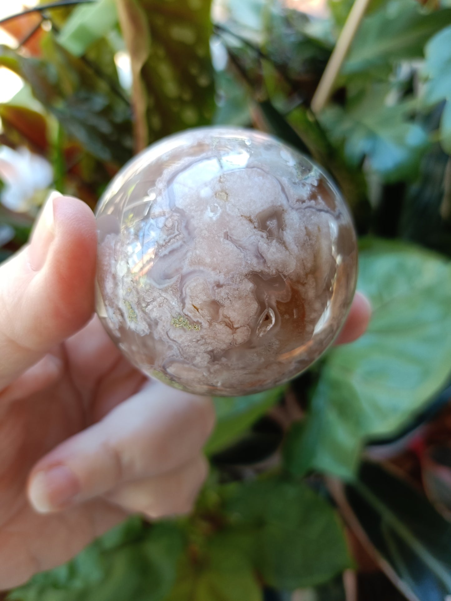 Pink Flower Agate Sphere - 254g