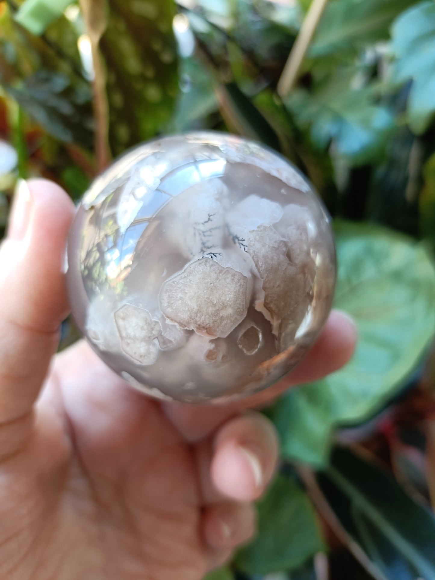 Pink Flower Agate Sphere - 254g
