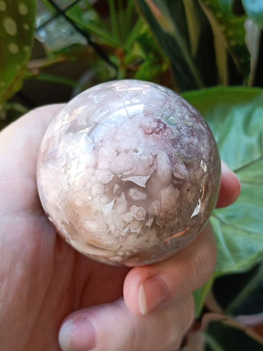 Pink Flower Agate Sphere - 254g