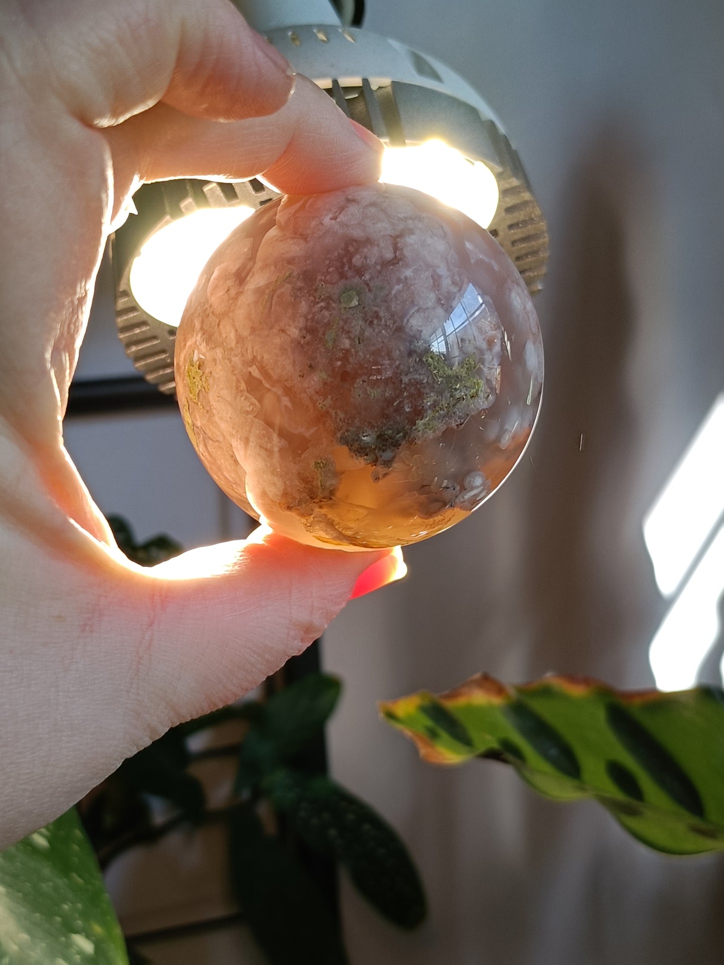 Pink Flower Agate Sphere - 254g