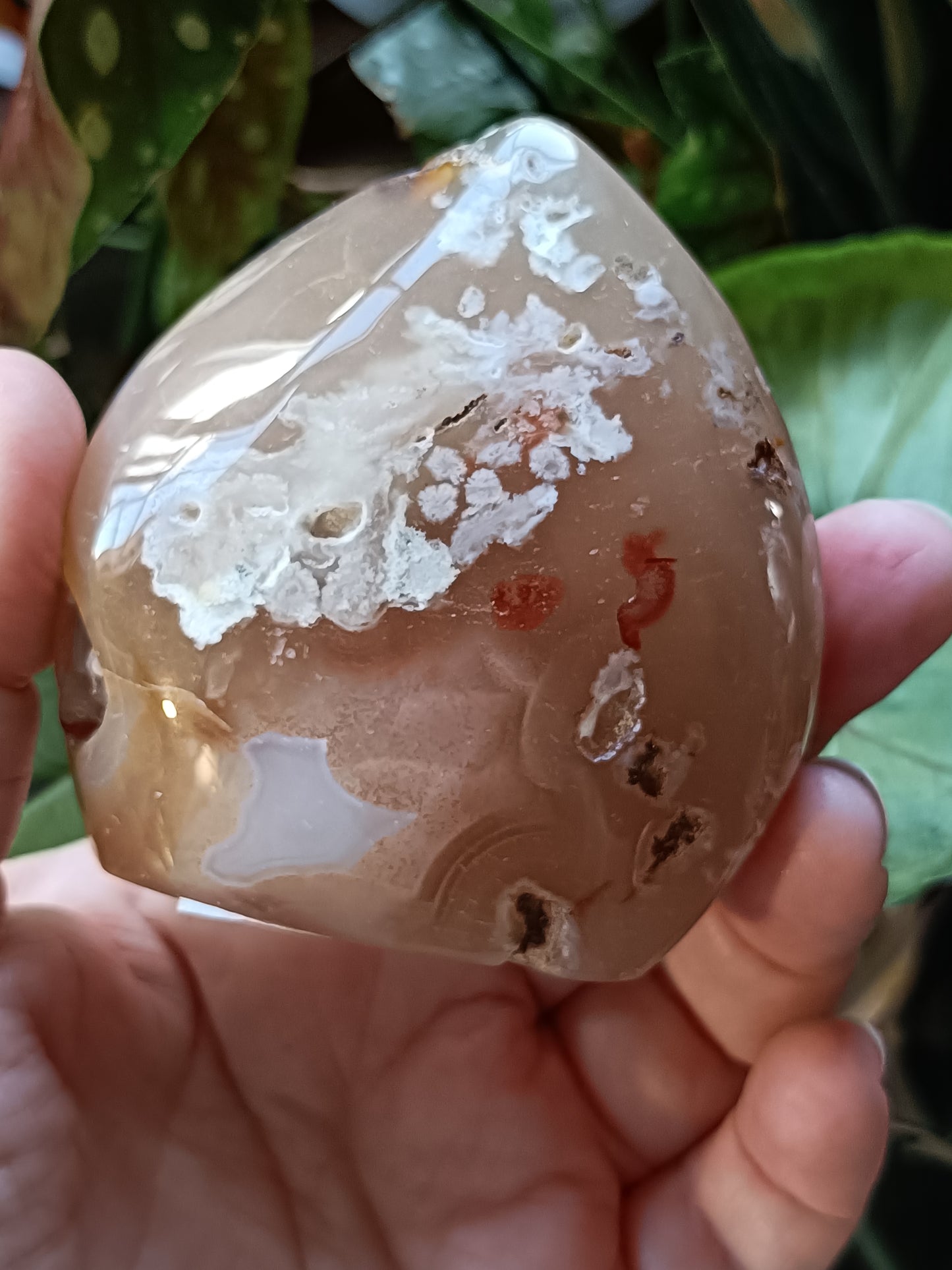 Pink Flower Agate Teardrop Freeform - 201g