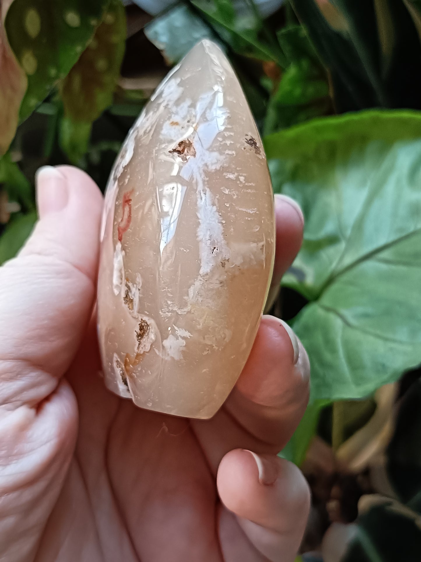 Pink Flower Agate Teardrop Freeform - 201g
