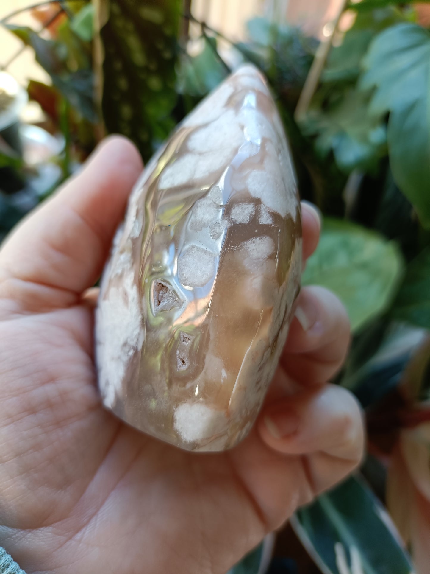 Pink Flower Agate Teardrop Freeform - 261g