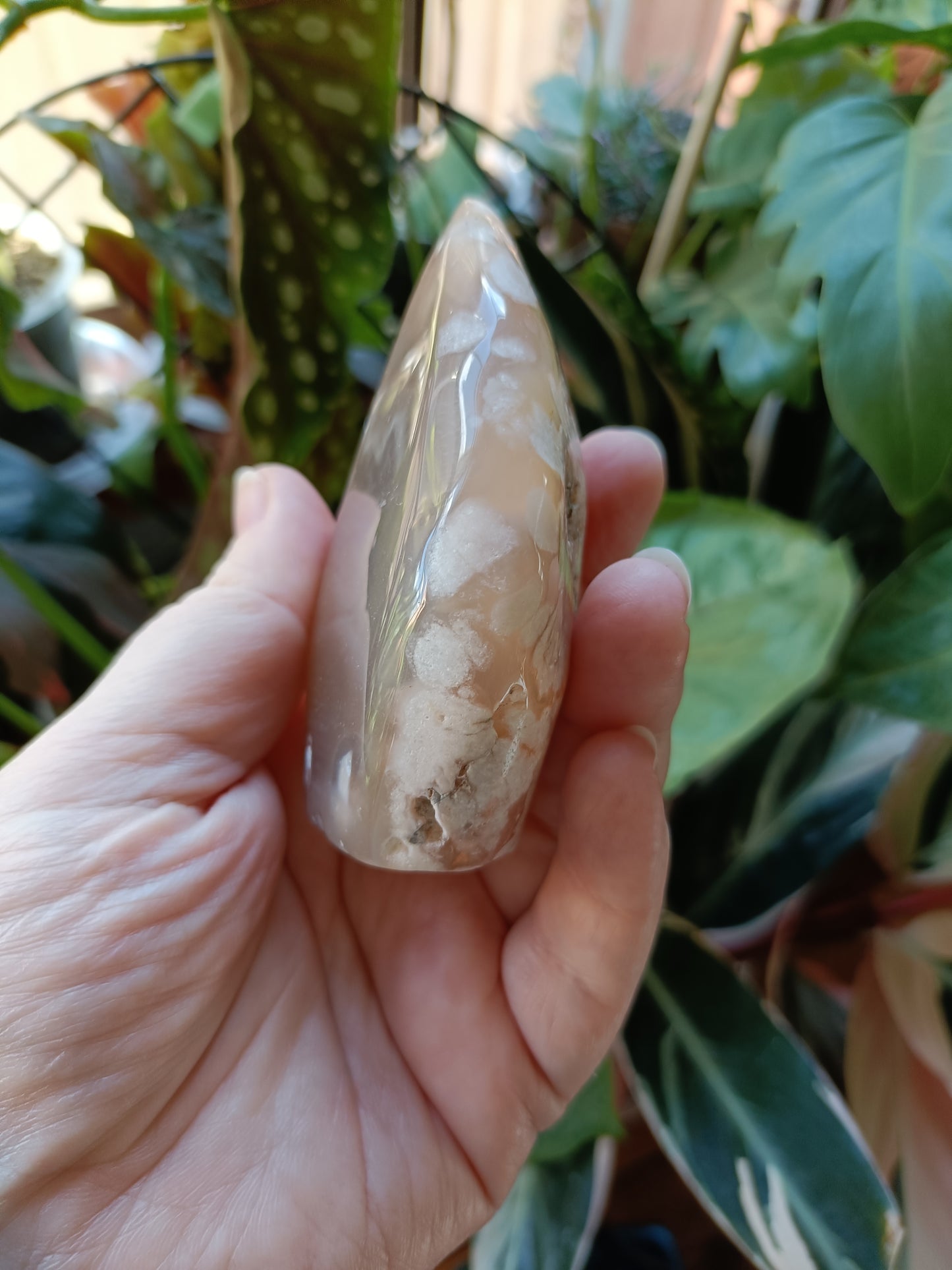 Pink Flower Agate Teardrop Freeform - 261g