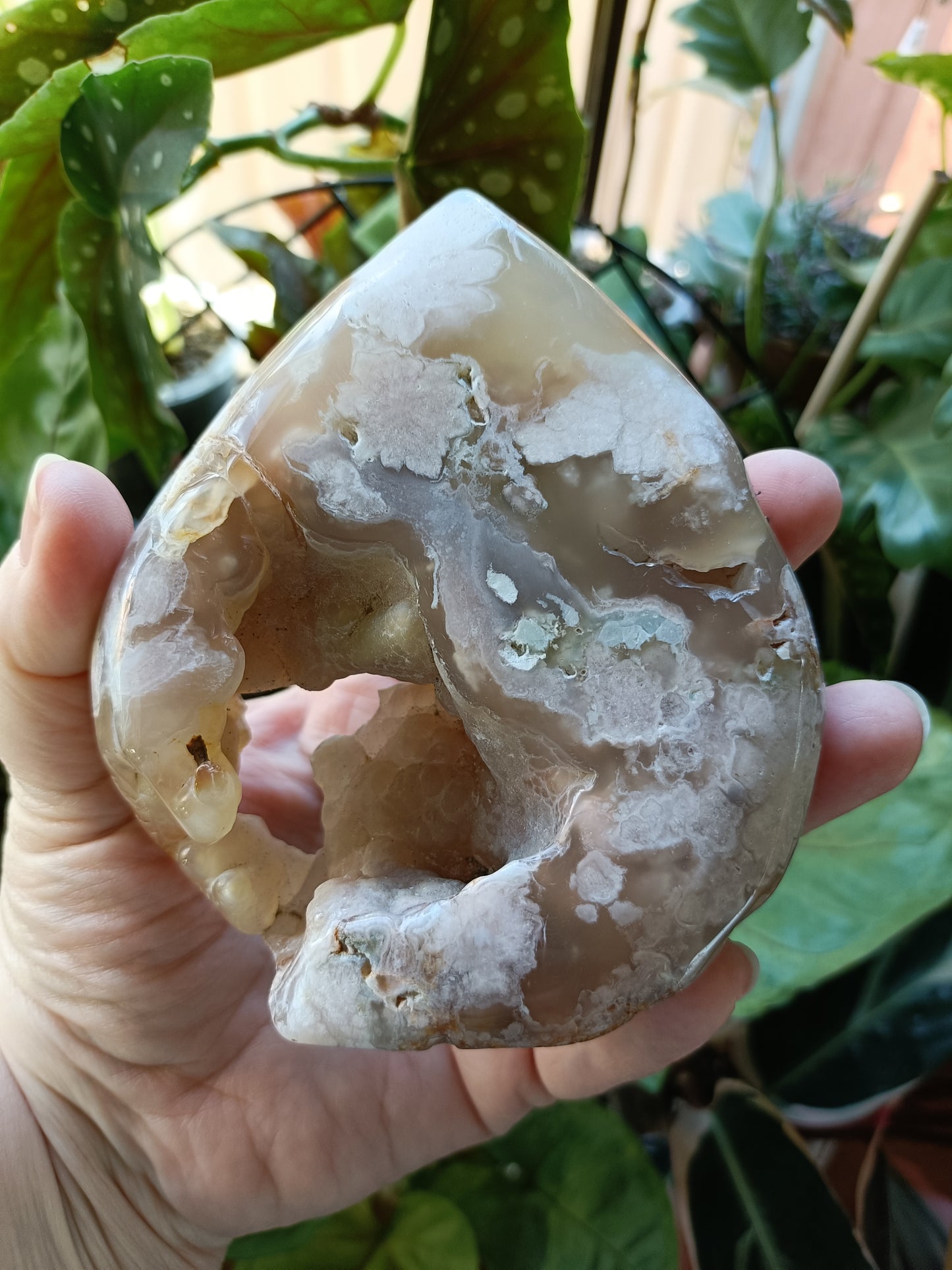 Pink Amethyst & Flower Agate Teardrop Freeform - 383g