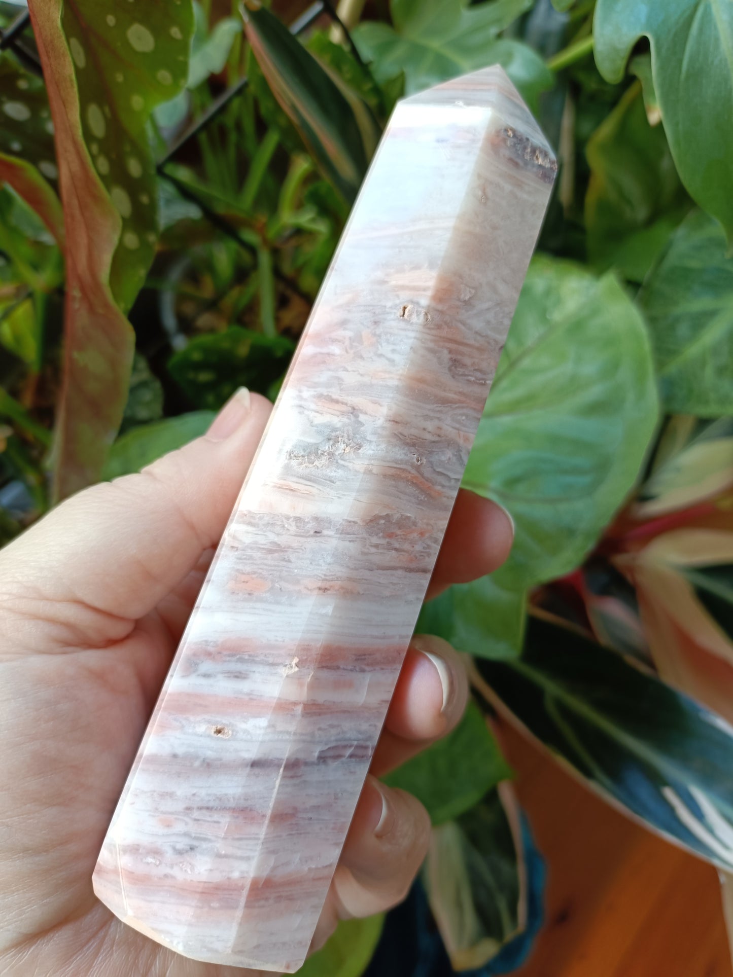 Banded Pink Calcite Tower - 461g