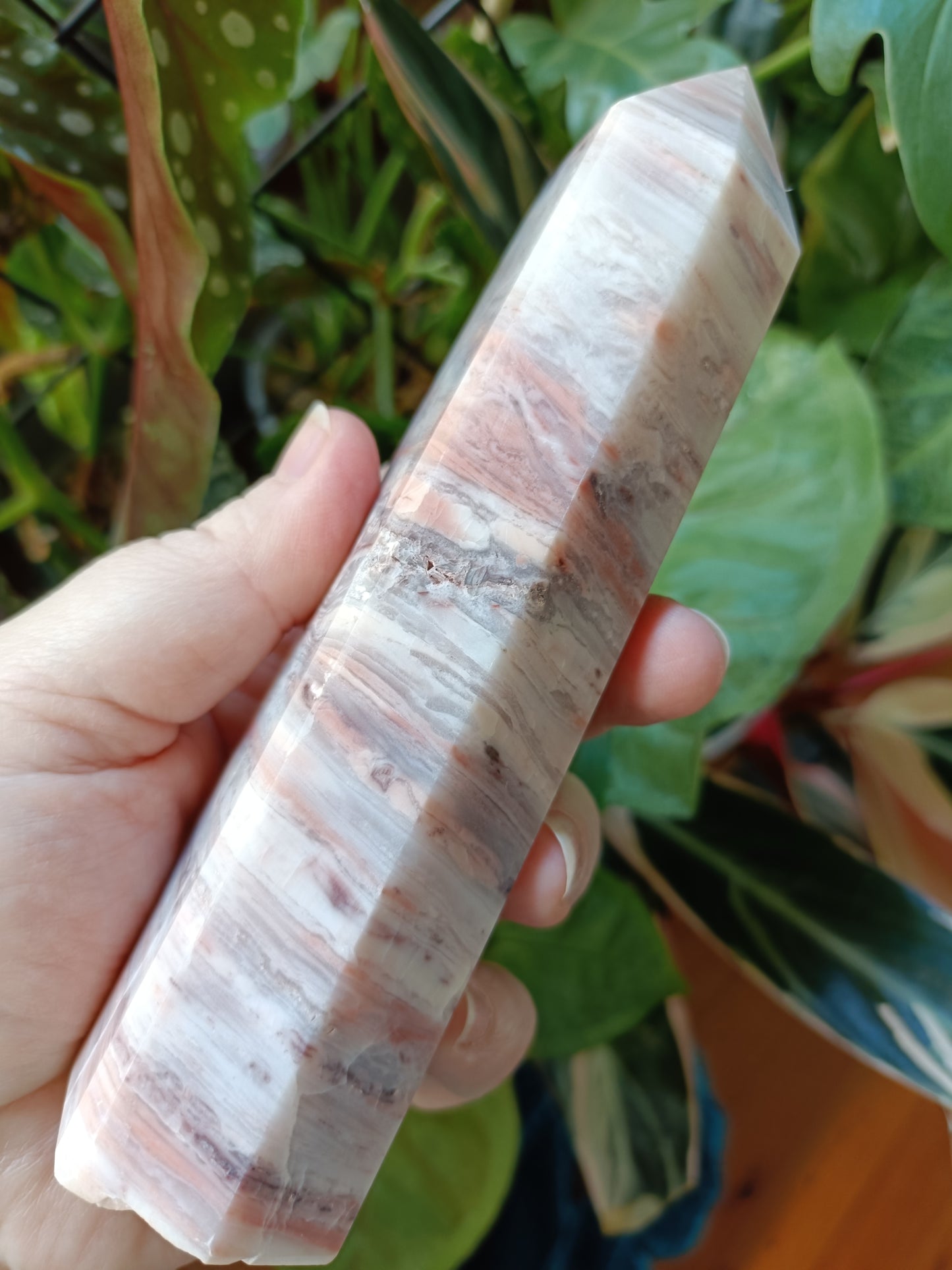 Banded Pink Calcite Tower - 461g