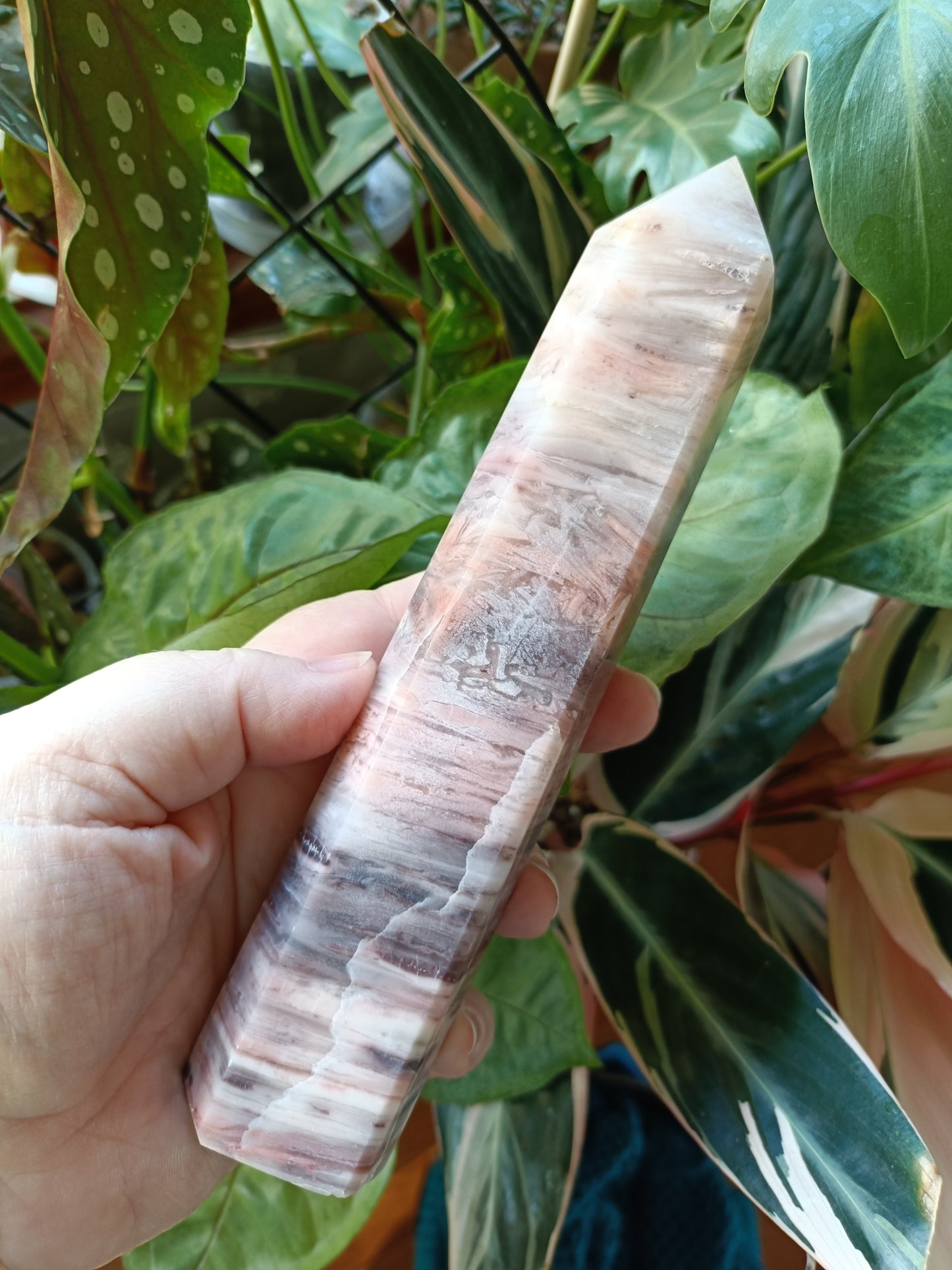 Banded Pink Calcite Tower - 523g