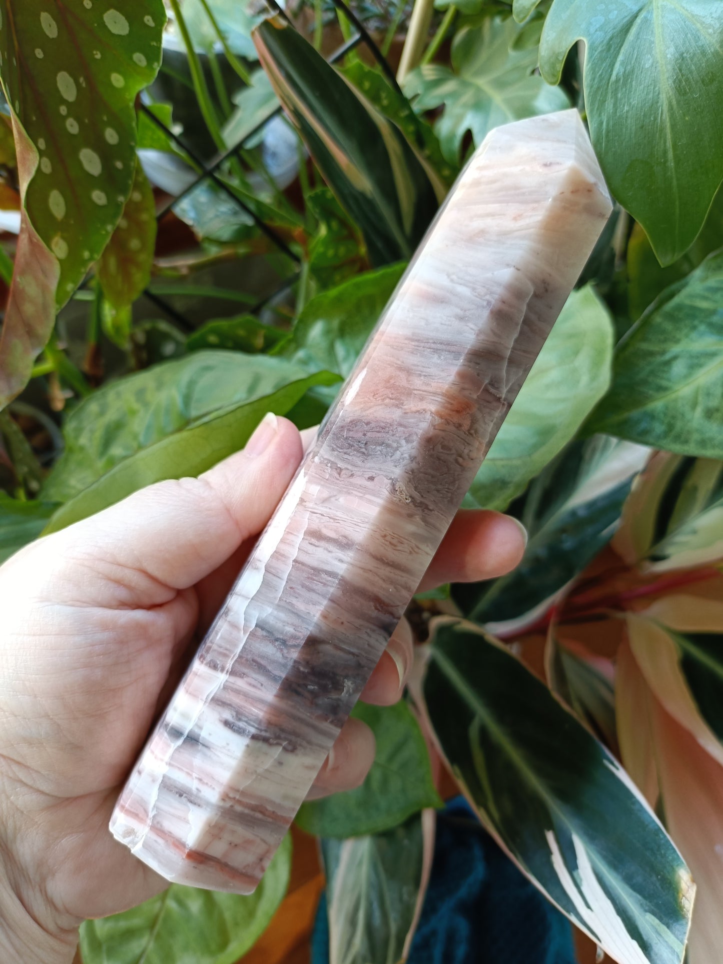 Banded Pink Calcite Tower - 523g
