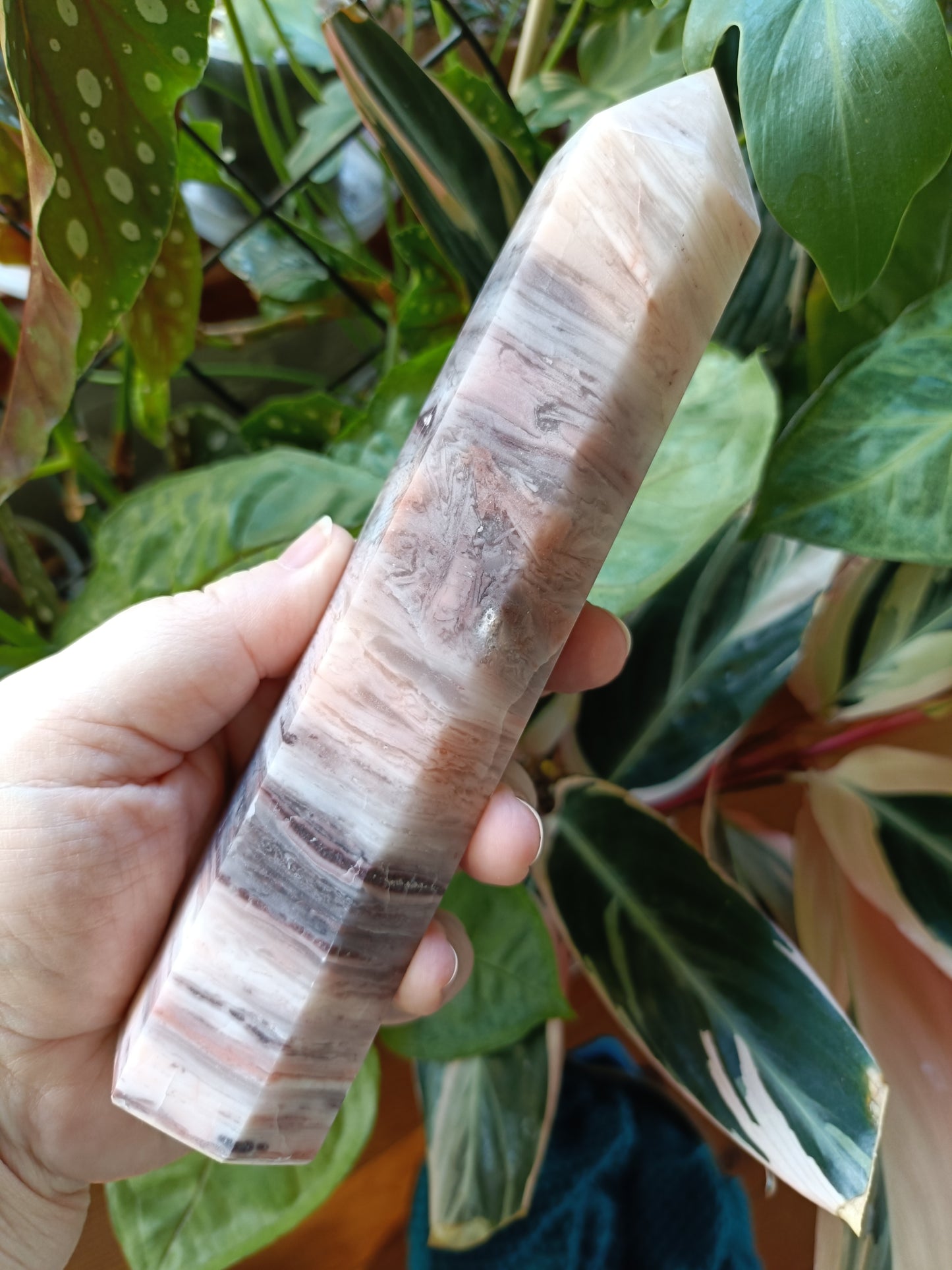 Banded Pink Calcite Tower - 523g