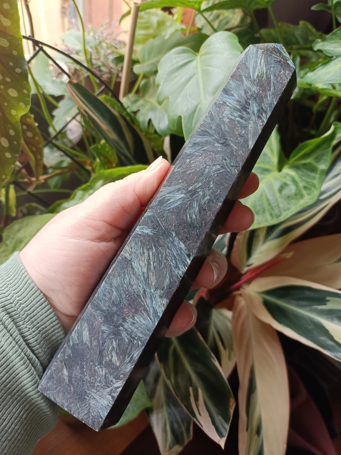 Arfvedsonite 'Firework Stone' Tower - 715g