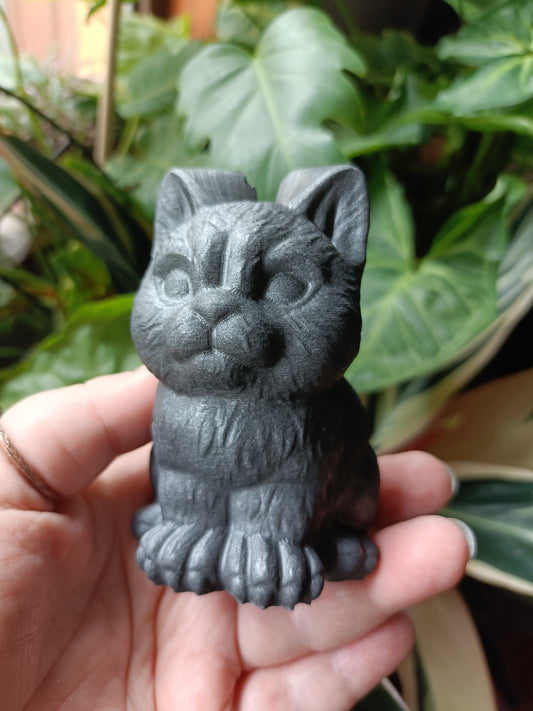 Shungite Sitting Cat Carving - 244g