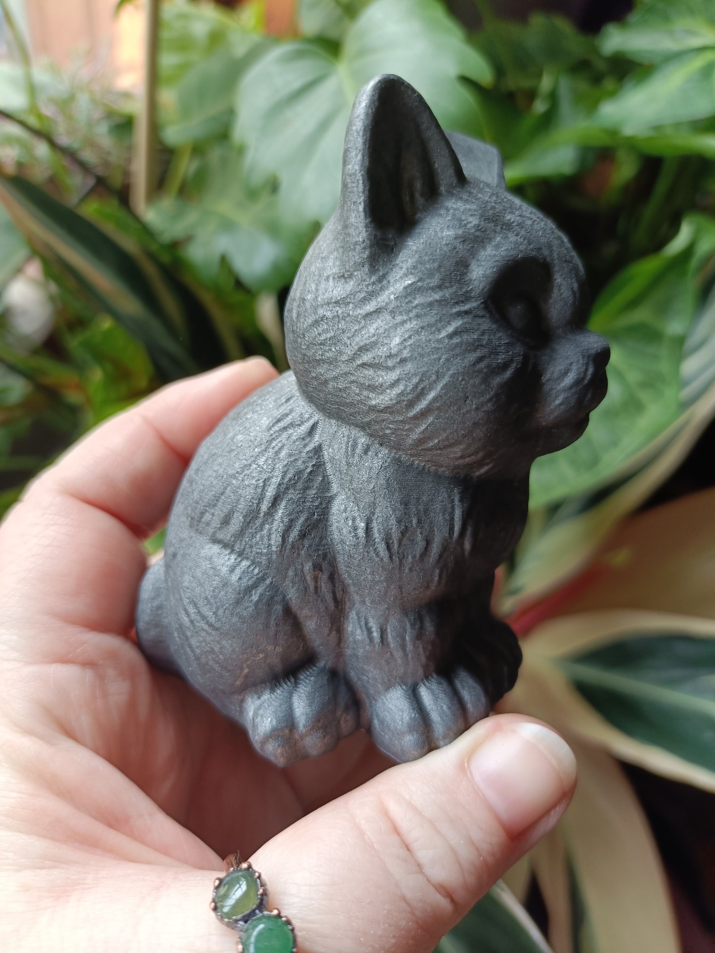 Shungite Sitting Cat Carving - 244g