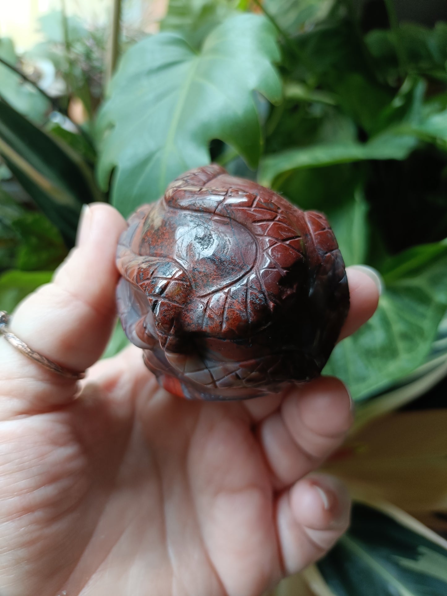 Red Jasper Skull & Snake Carving - 277g