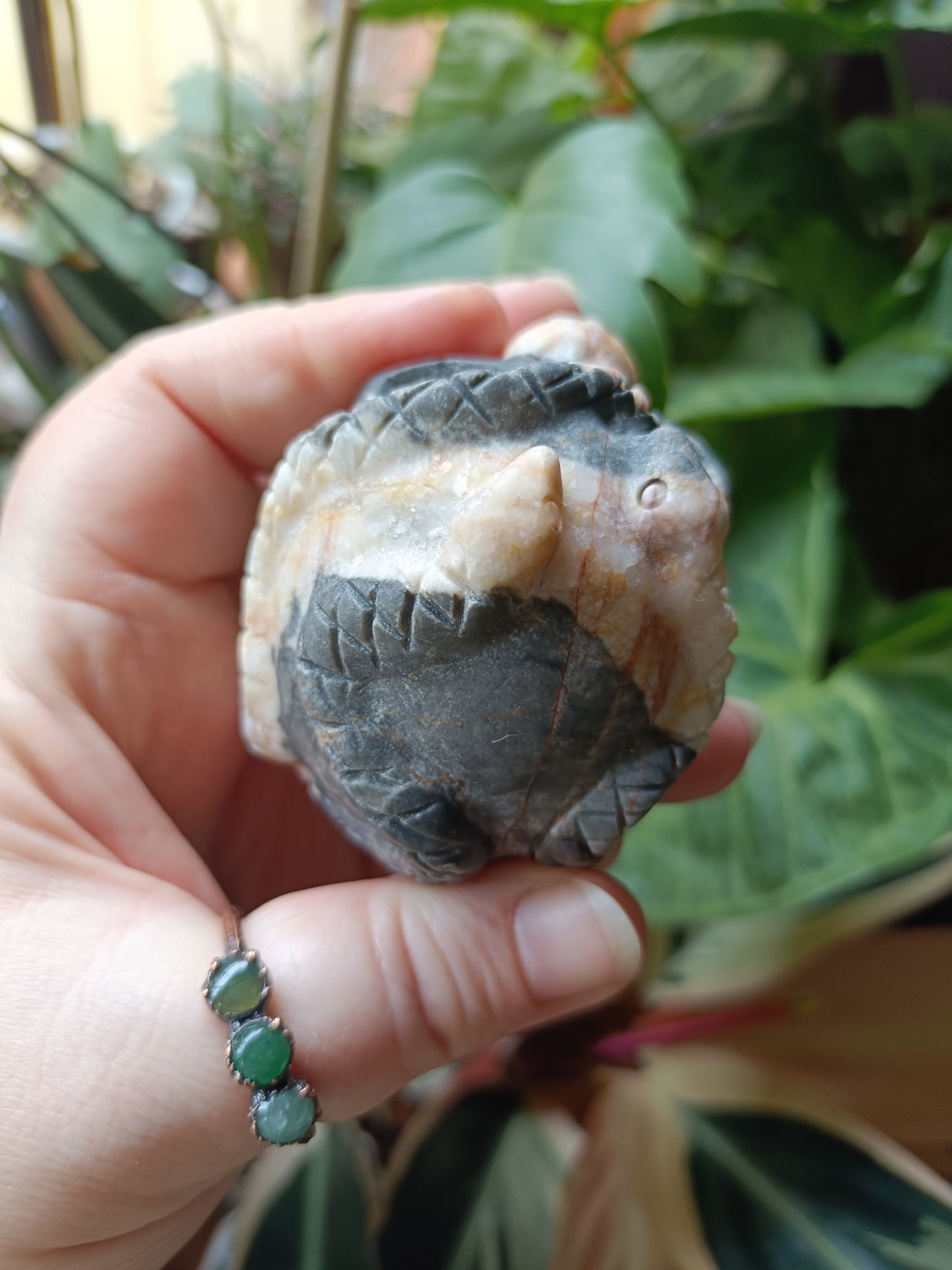 Zebra Jasper Skull & Snake Carving - 274g