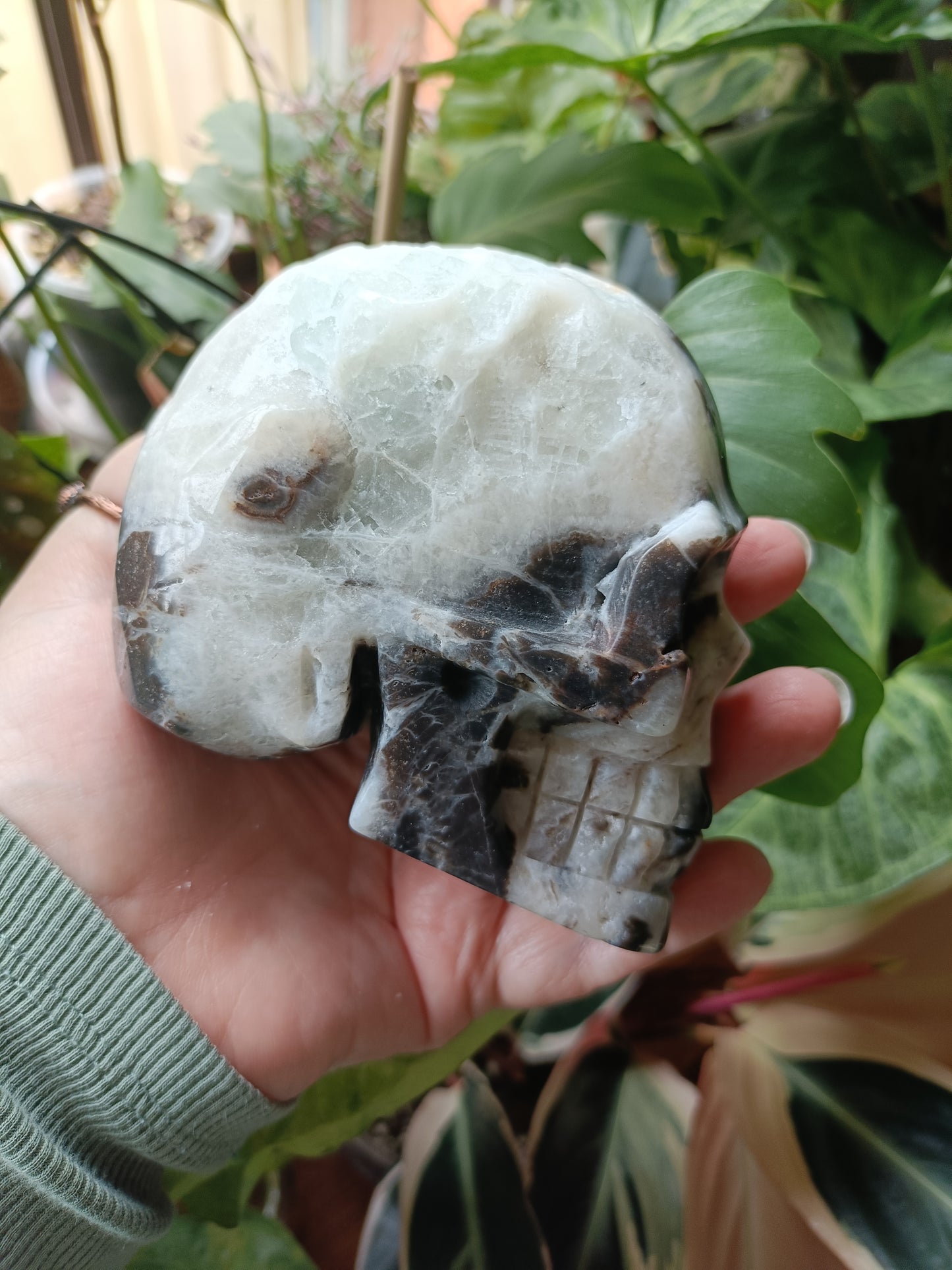 Blue Quartzite Skull Carving - 880g