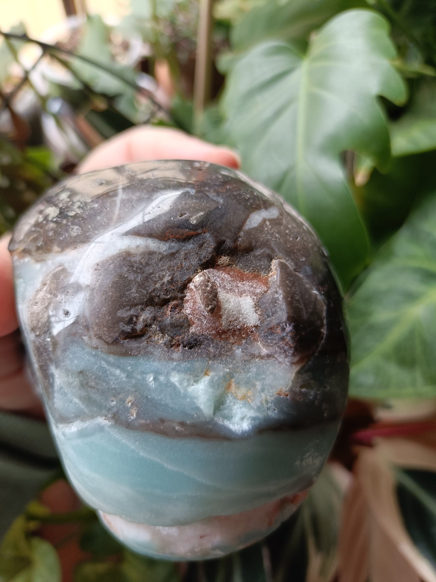 Blue Quartzite Skull Carving - 1184g